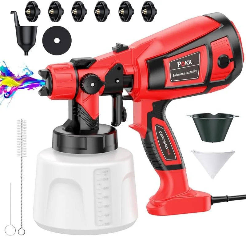 Paint Sprayer, 850W HVLP Electric Spray Paint Gun, 6 Copper Nozzles and 3 Spray Patterns, Easy to Clean, Paint Sprayers for Home Interior and Exterior, Cabinets, Furniture,Fence, Walls Etc.