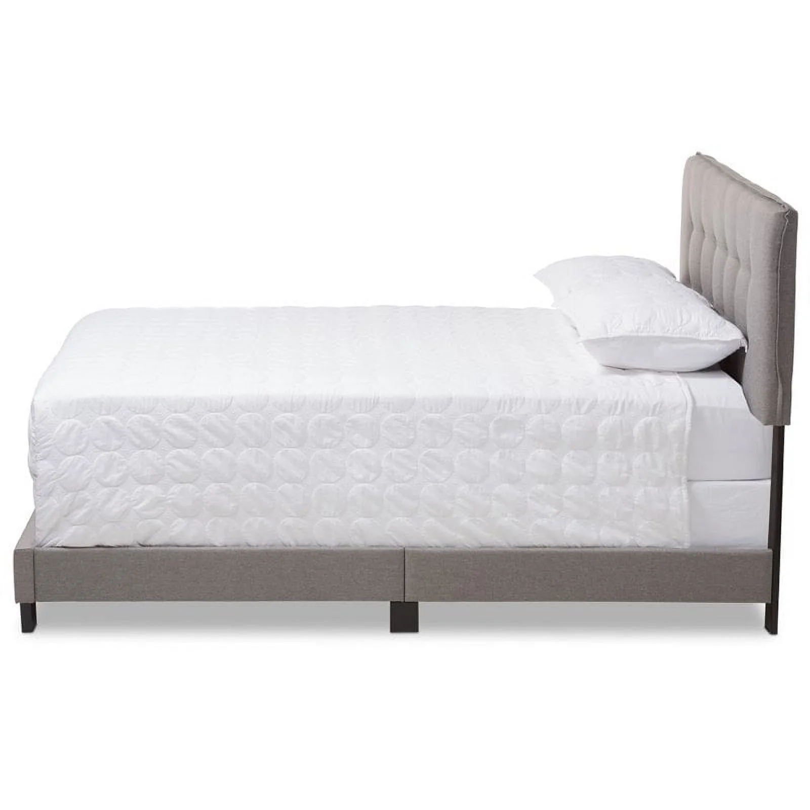 Bowery Hill Fabric Tufted Queen Bed in Light Grey
