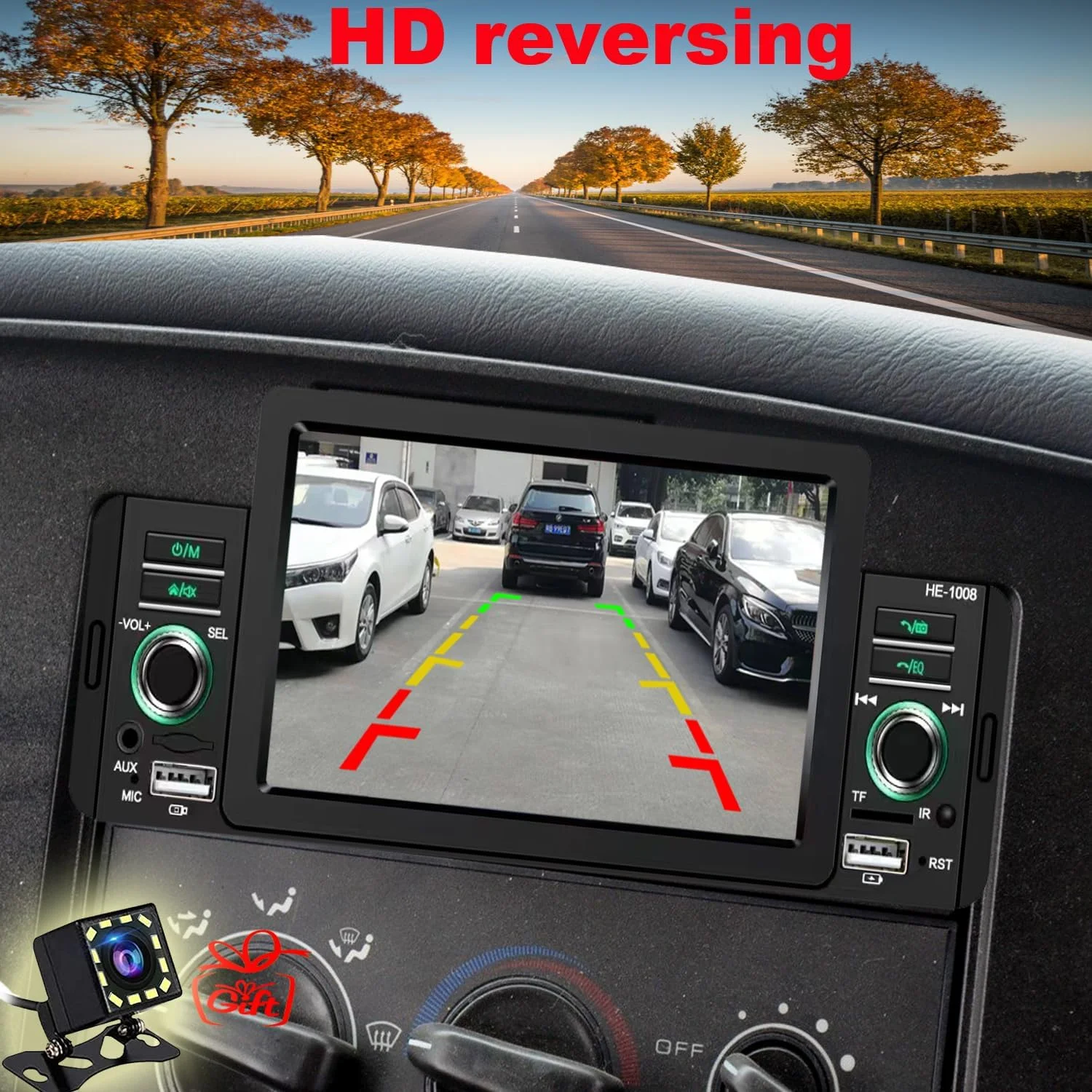 THONZER car Radio Stereo 5inch Signal din Upgrade,Support Wireless Carplay and Wired Android Auto,Wirelss Steering Wheel Control,Bluetooth,FM Radio Video and Audio Player