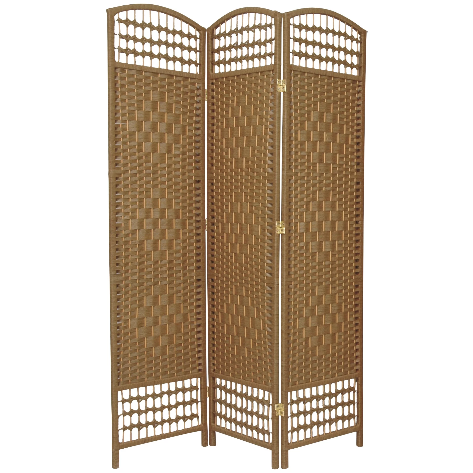 5 1/2 ft. Tall Faux Rattan Fiber Weave Privacy Screen Room Divider - Natural - 3 Panel