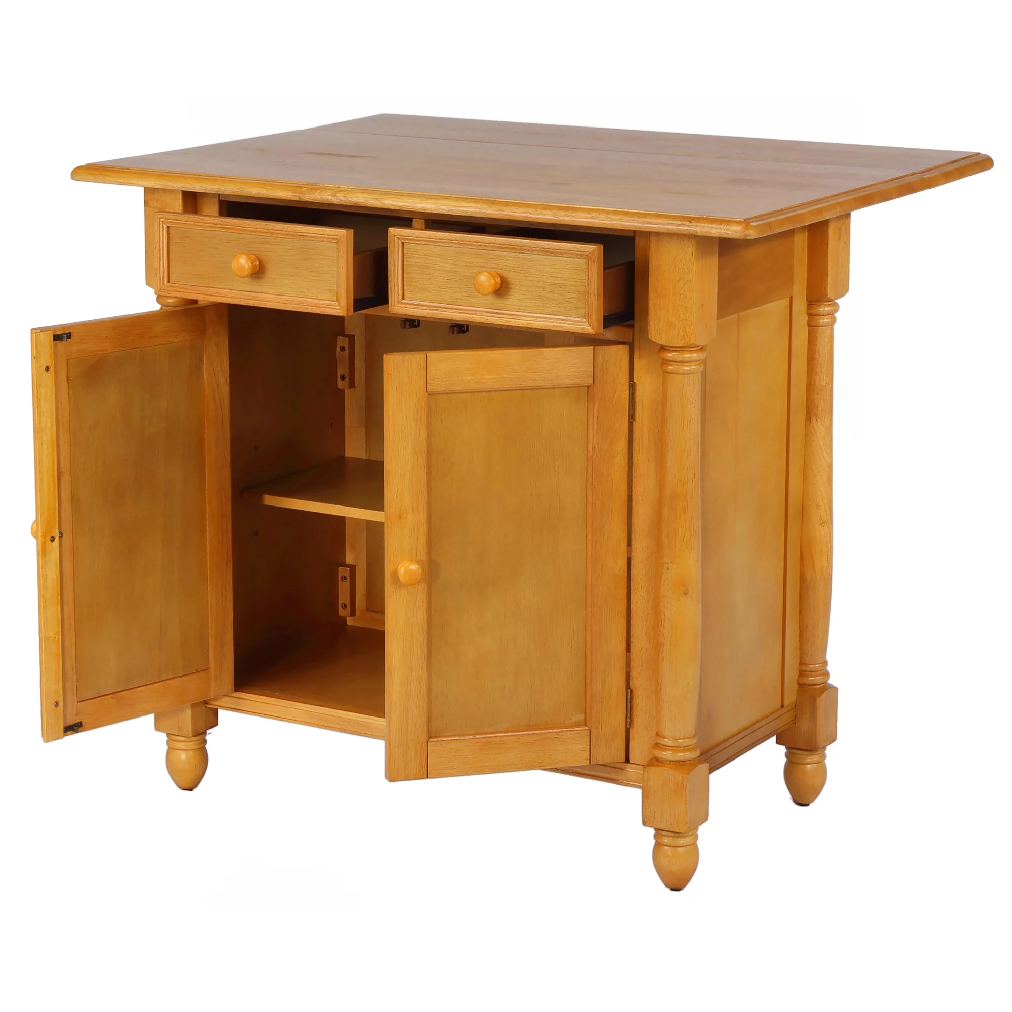 Sunset Trading Oak Selections 3-Piece Expandable Wood Kitchen Island Set in Oak