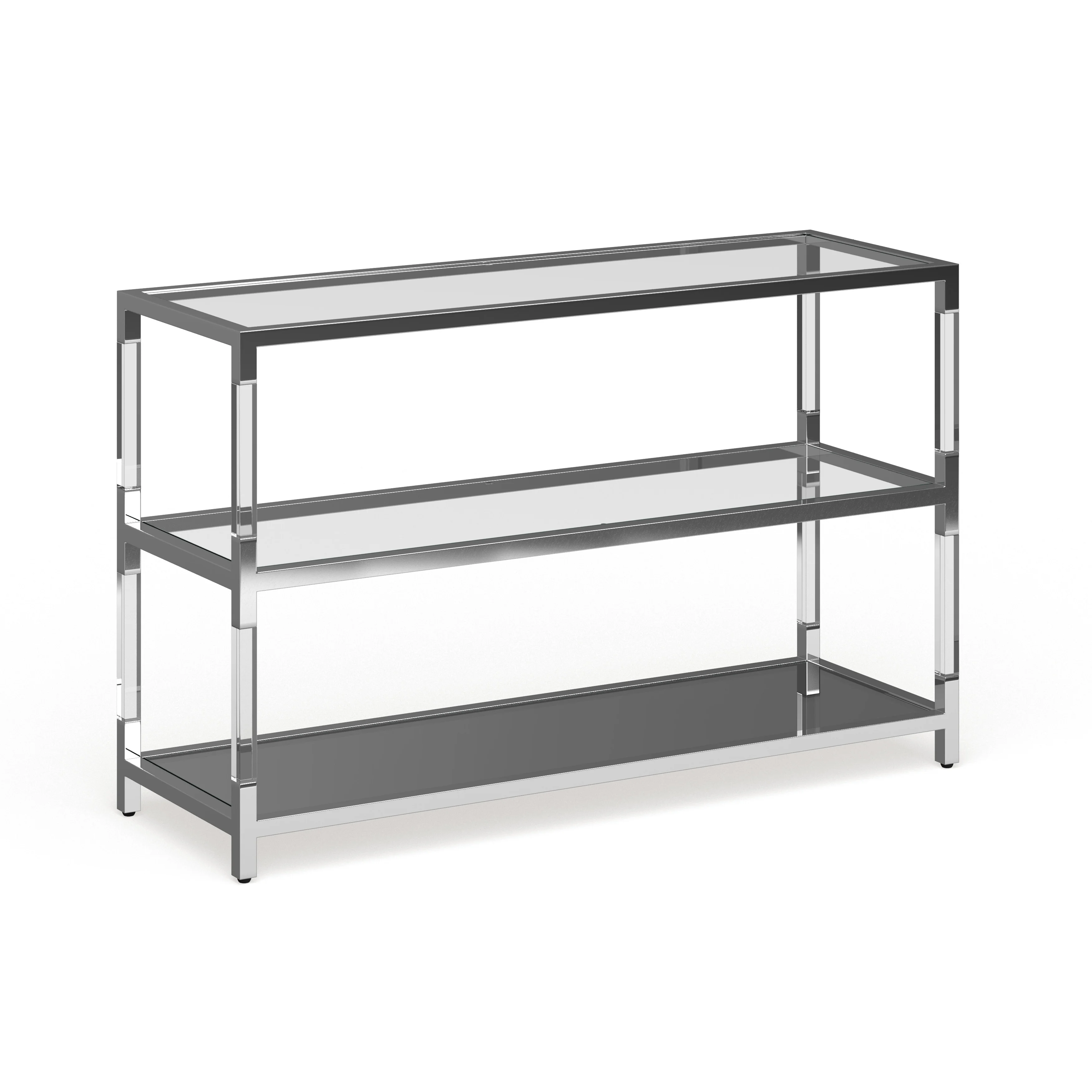 Furniture of America Fald Contemporary Chrome 48-inch Glass 2-Shelf Sofa Table by