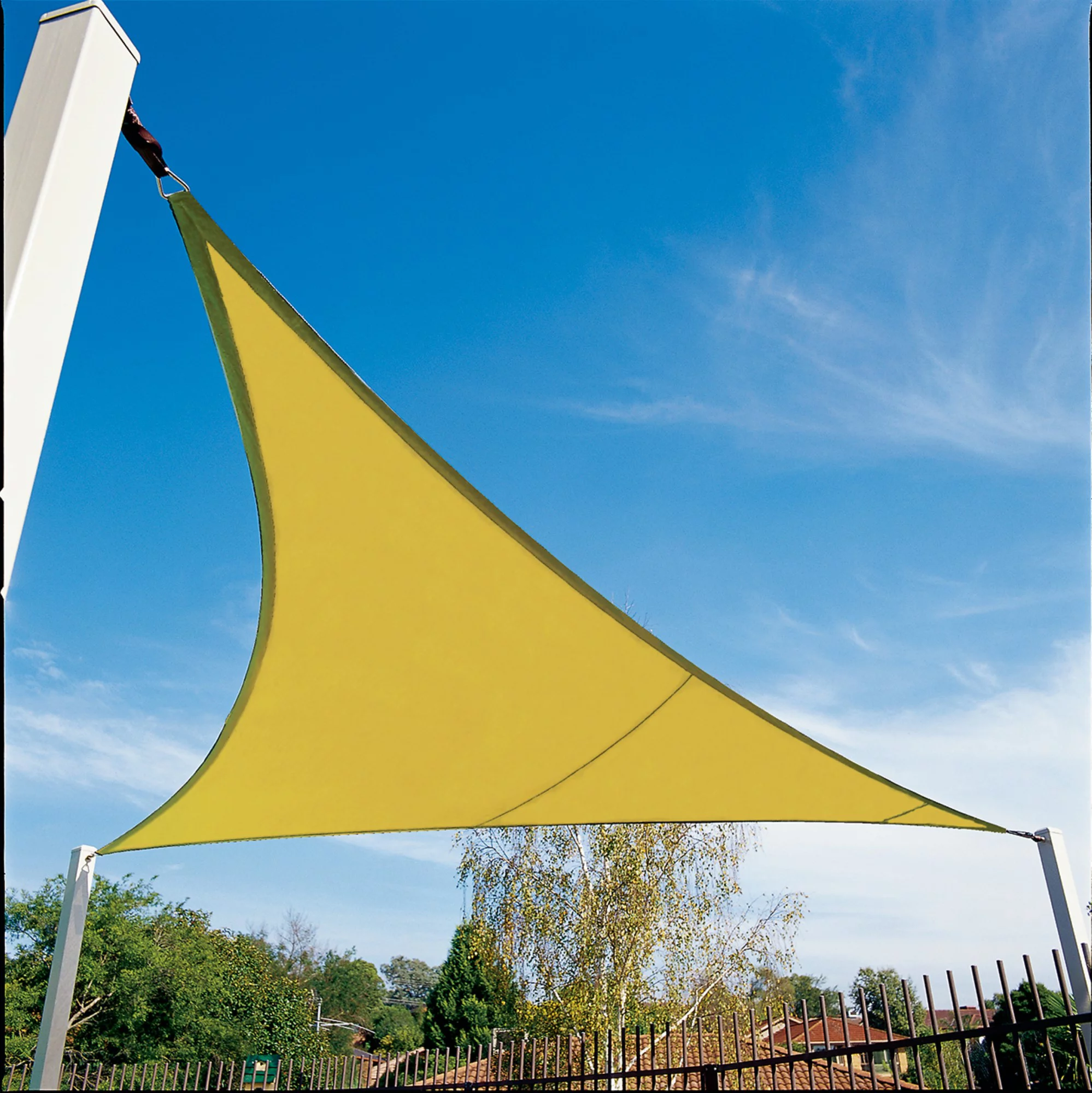 Coolaroo Coolhaven Outdoor Sun Shade Sail With Hardware Kit 95% UV Block Protection for Garden, Patio, Backyard, 12' Triangle, Sahara