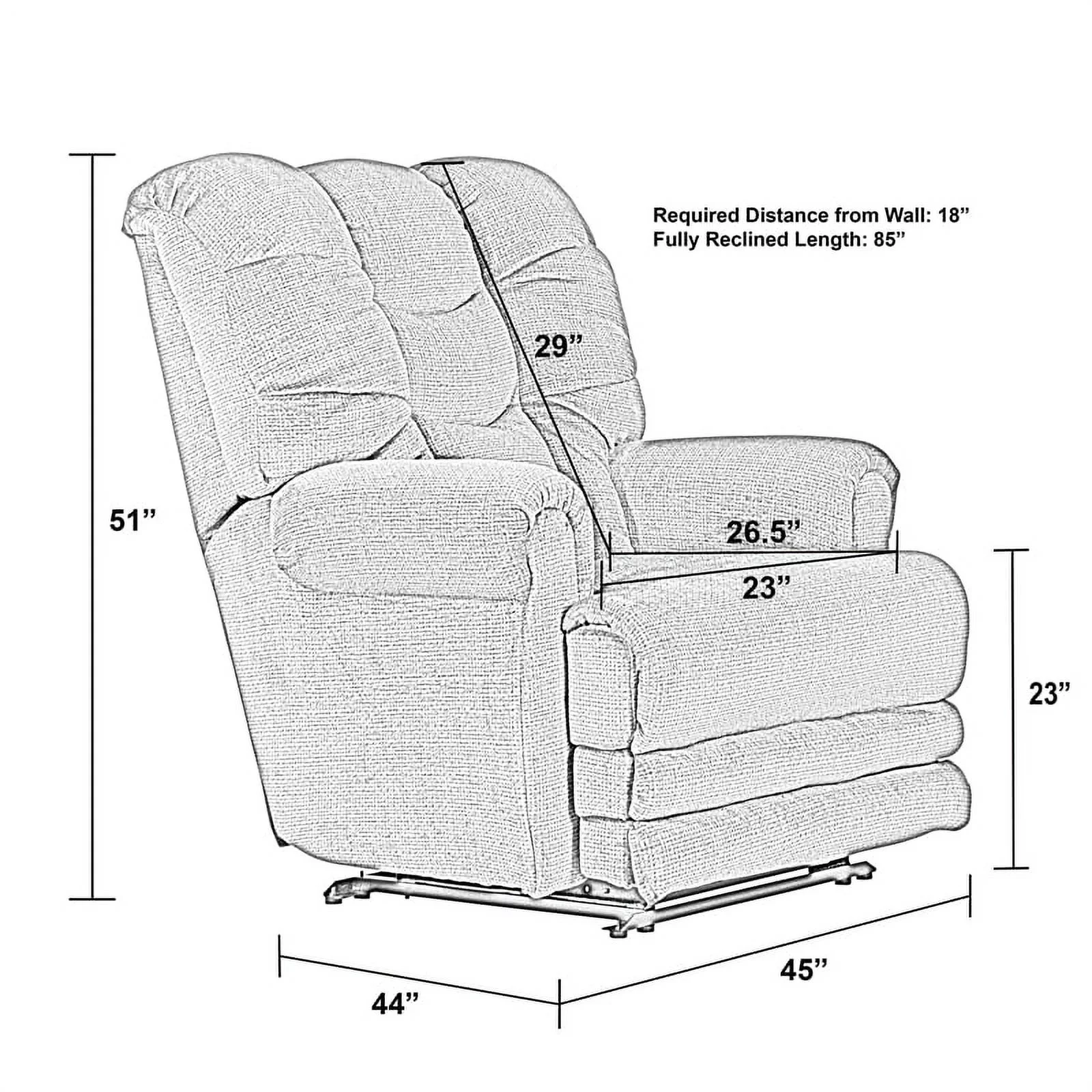 Barkley Lay Flat Recliner with Extended Ottoman in Red Polyester Fabric