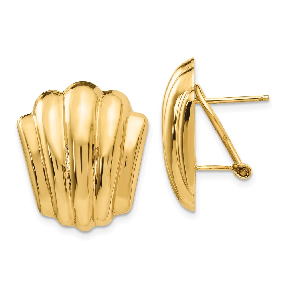 Primal Gold 14 Karat Yellow Gold Polished Fancy Omega Back Post Earrings