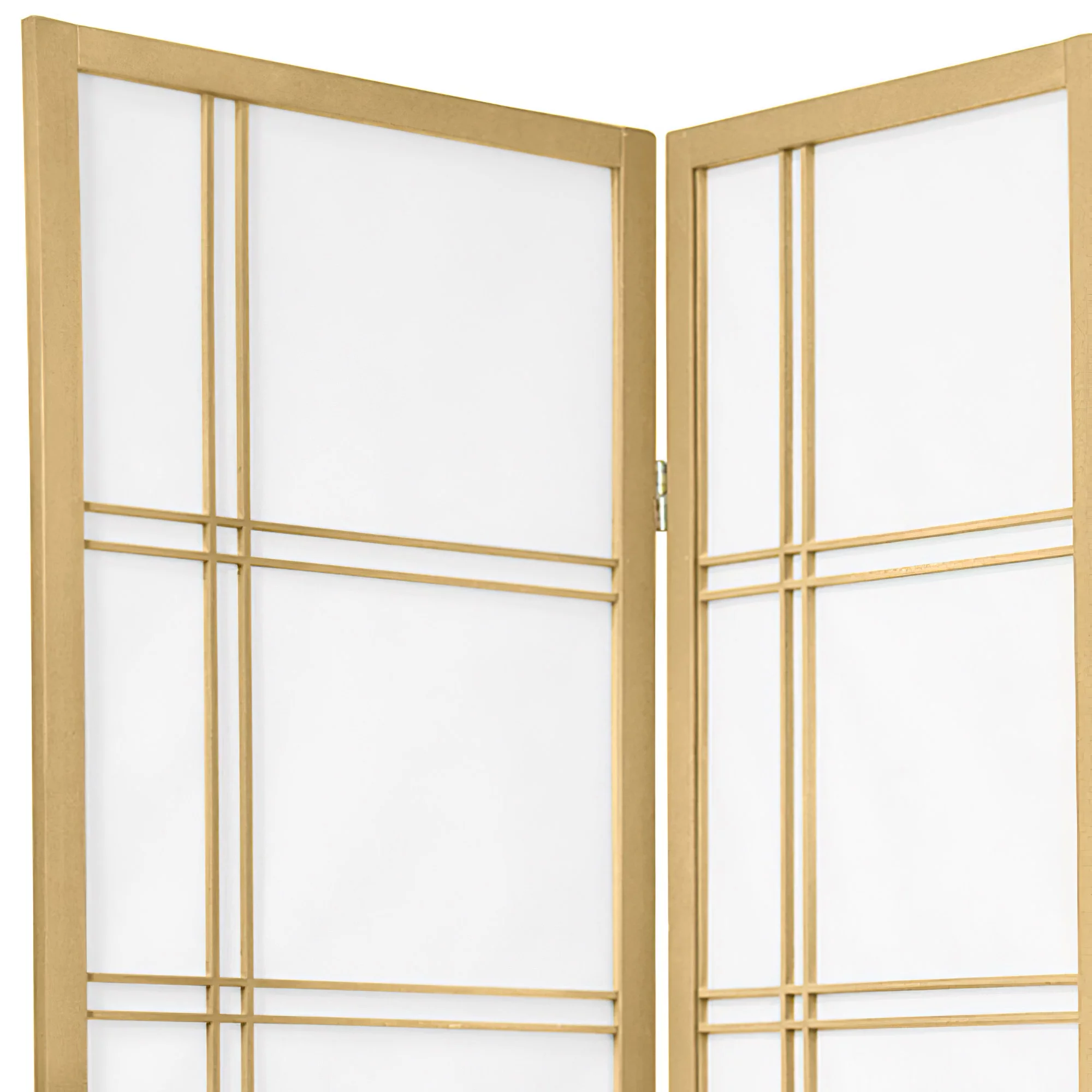 Oriental Furniture 6 Ft Tall Double Cross Shoji Screen Special Edition, gold color, 3 panel