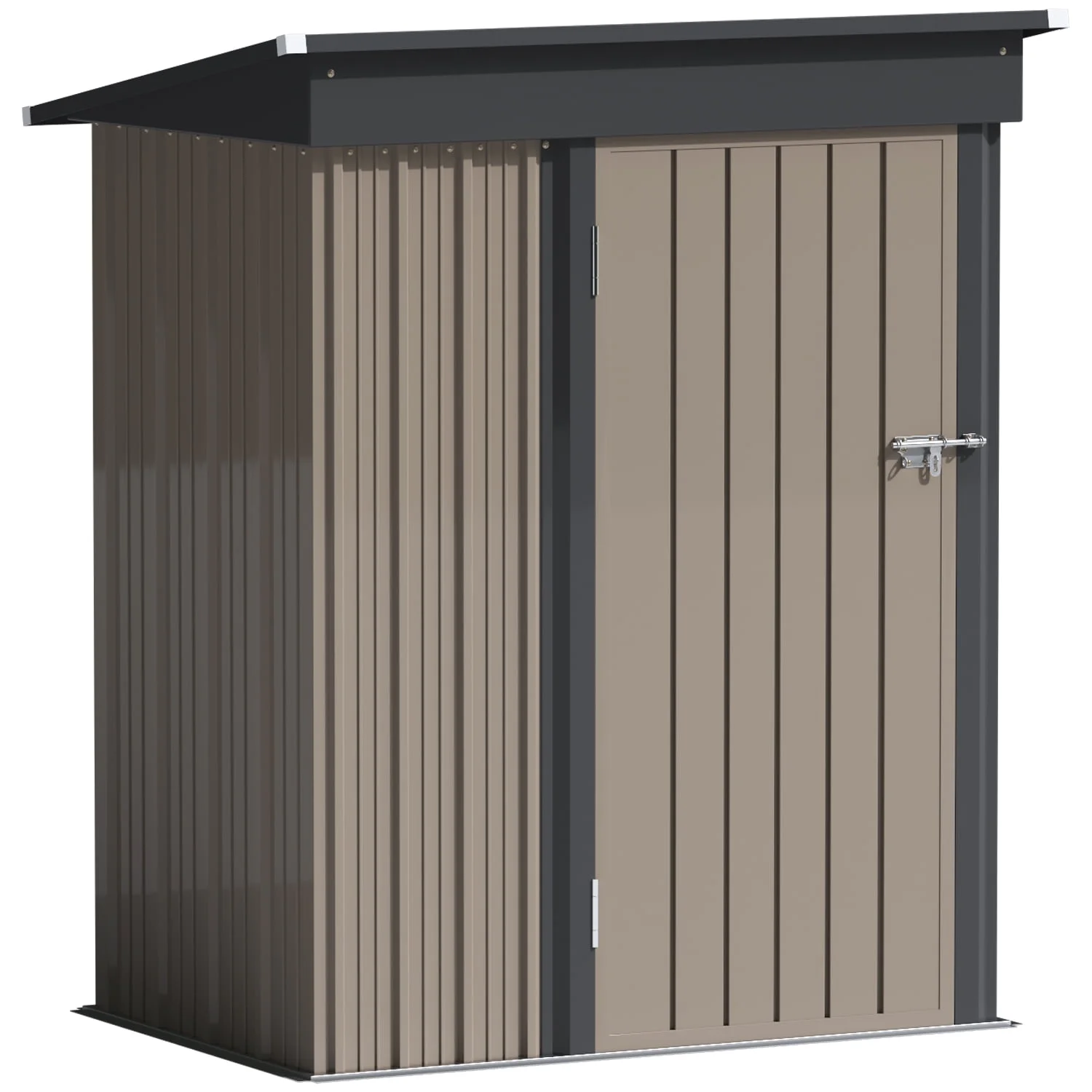 LACOO 3 x 5 ft. Patio Steel Storage Lockable Shed for Backyard, Mental Outdoor Storage Shed for Garden with Groove Roof, Brown