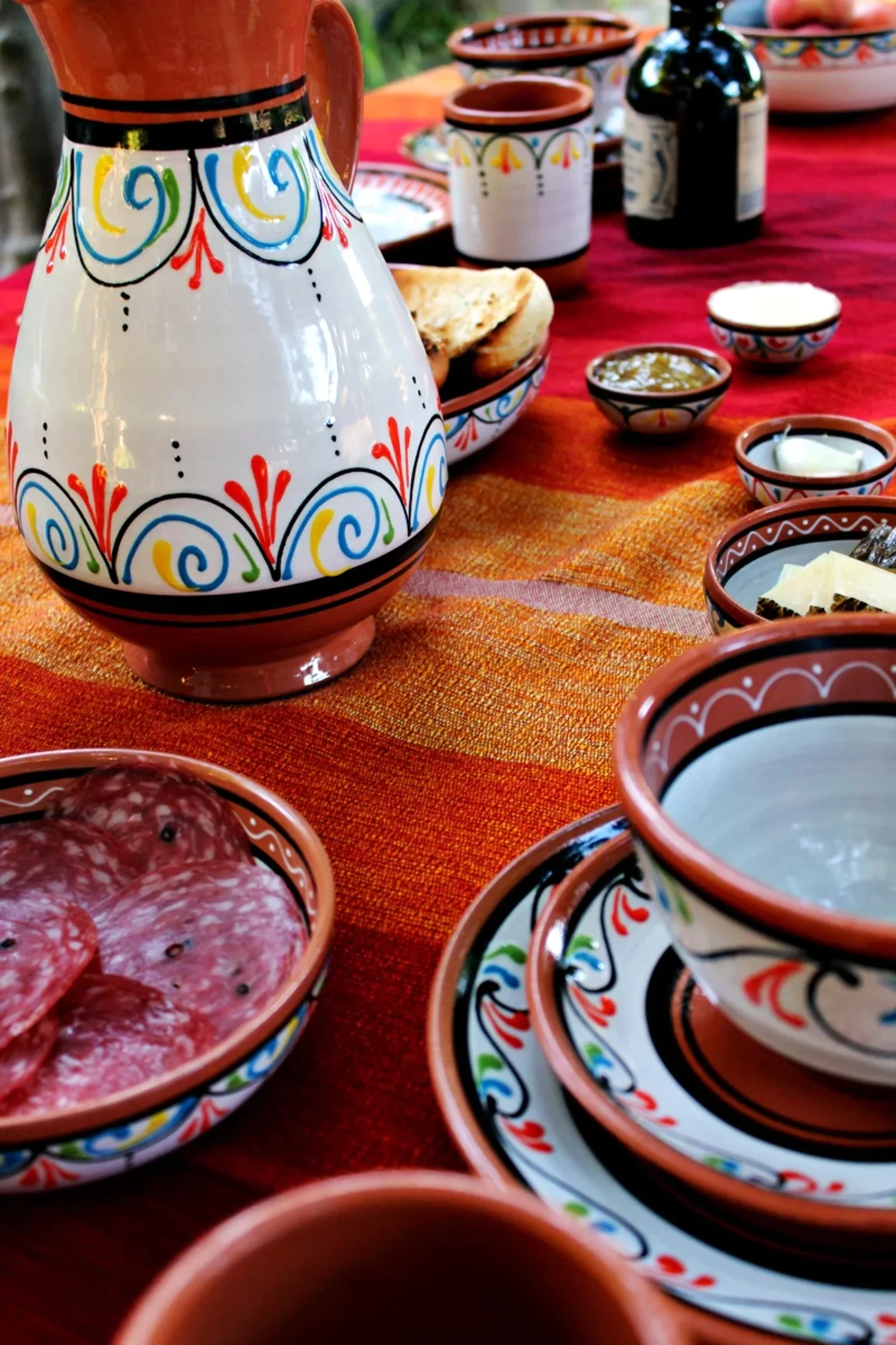 Terracotta White, 2 Quart Pitcher - Hand Painted From Spain