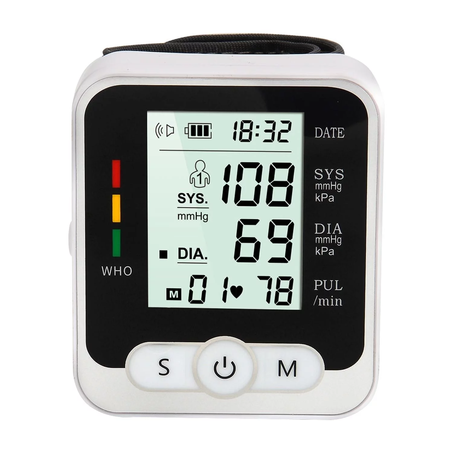 Blood Pressure Monitor Wrist Blood Pressure Machine Voice Automatic Digital Backlight LCD Display 5.3
