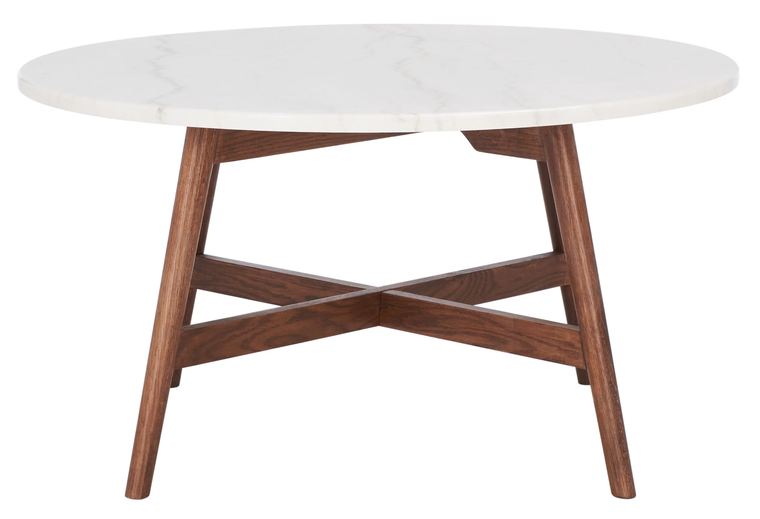 SAFAVIEH Maja Round Marble Coffee Table, Marble/Walnut