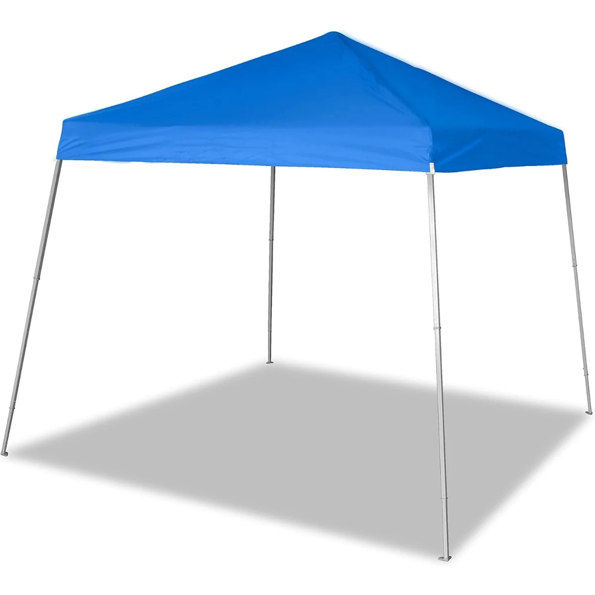 10' x 10' Base 8' x 8' Top Telescoping Slant Leg Outdoor Instant Pop-Up Portable Waterproof Shade Folding Canopy with Carry Bag, Blue