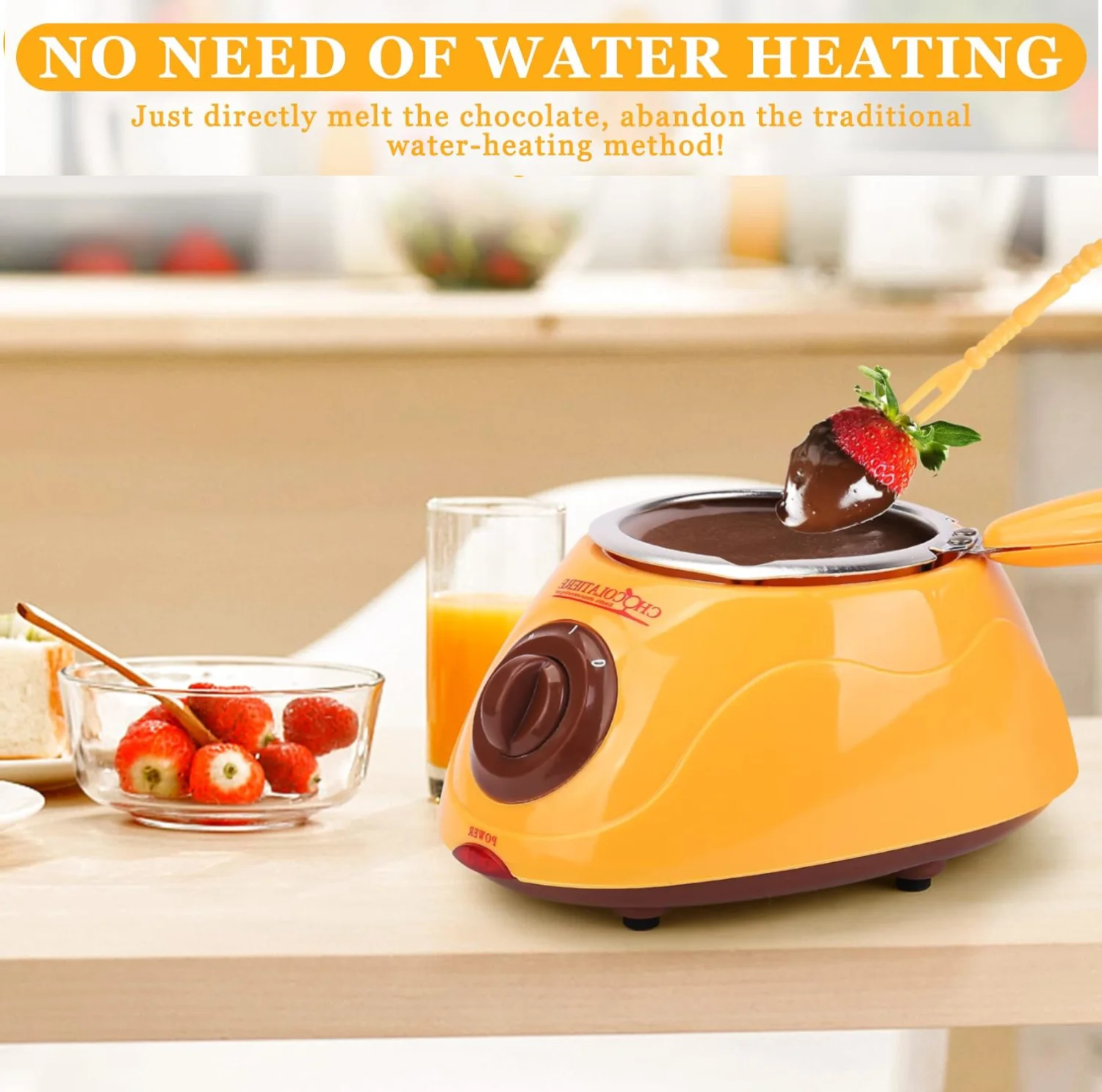 Chocolate Melting Warming Fondue Set - Electric Choco Melt , Melts Chocolate, Candy, Butter, Cheese, Caramel