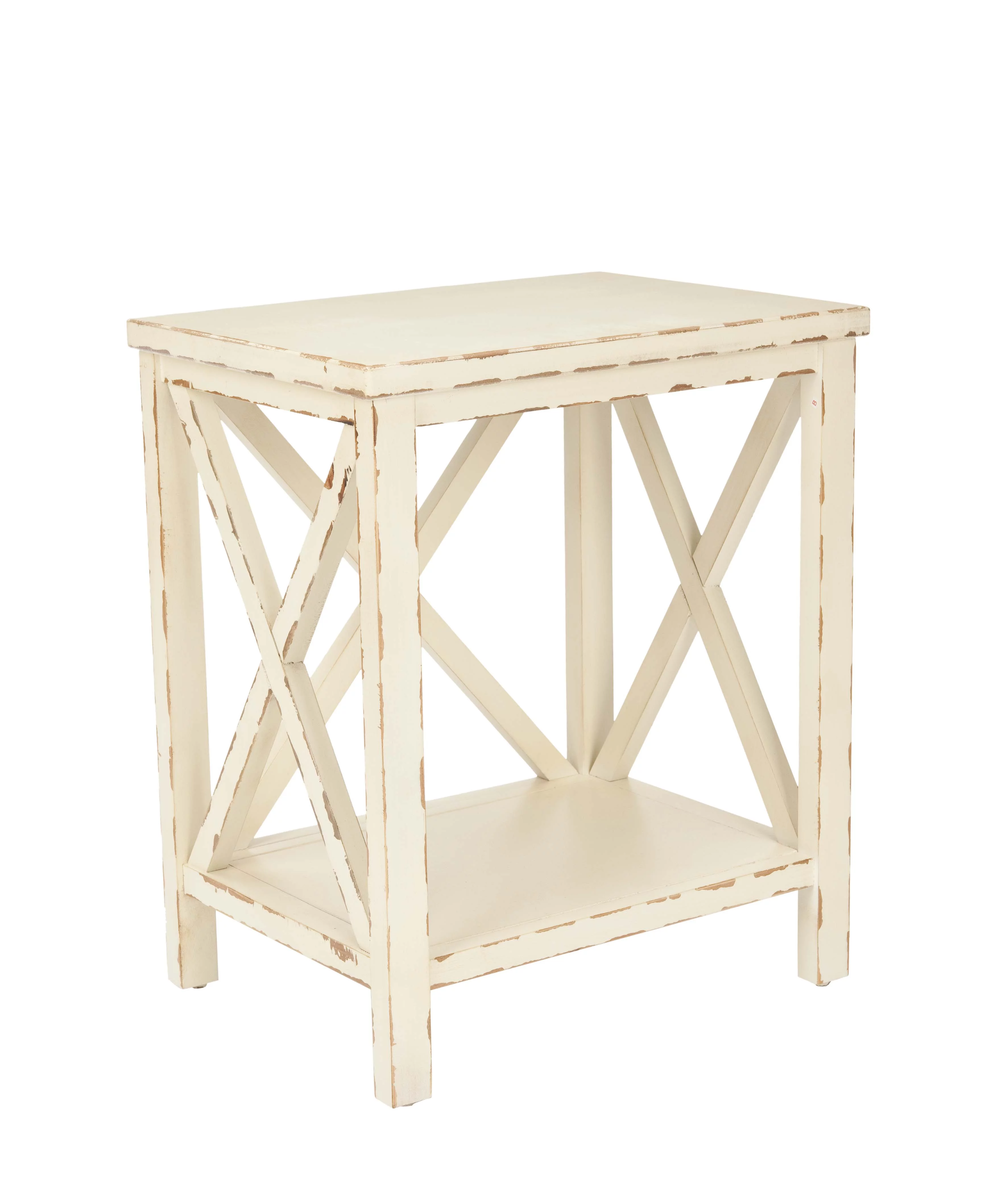 SAFAVIEH Mia Nautical Rustic End Table, Vintage Cream