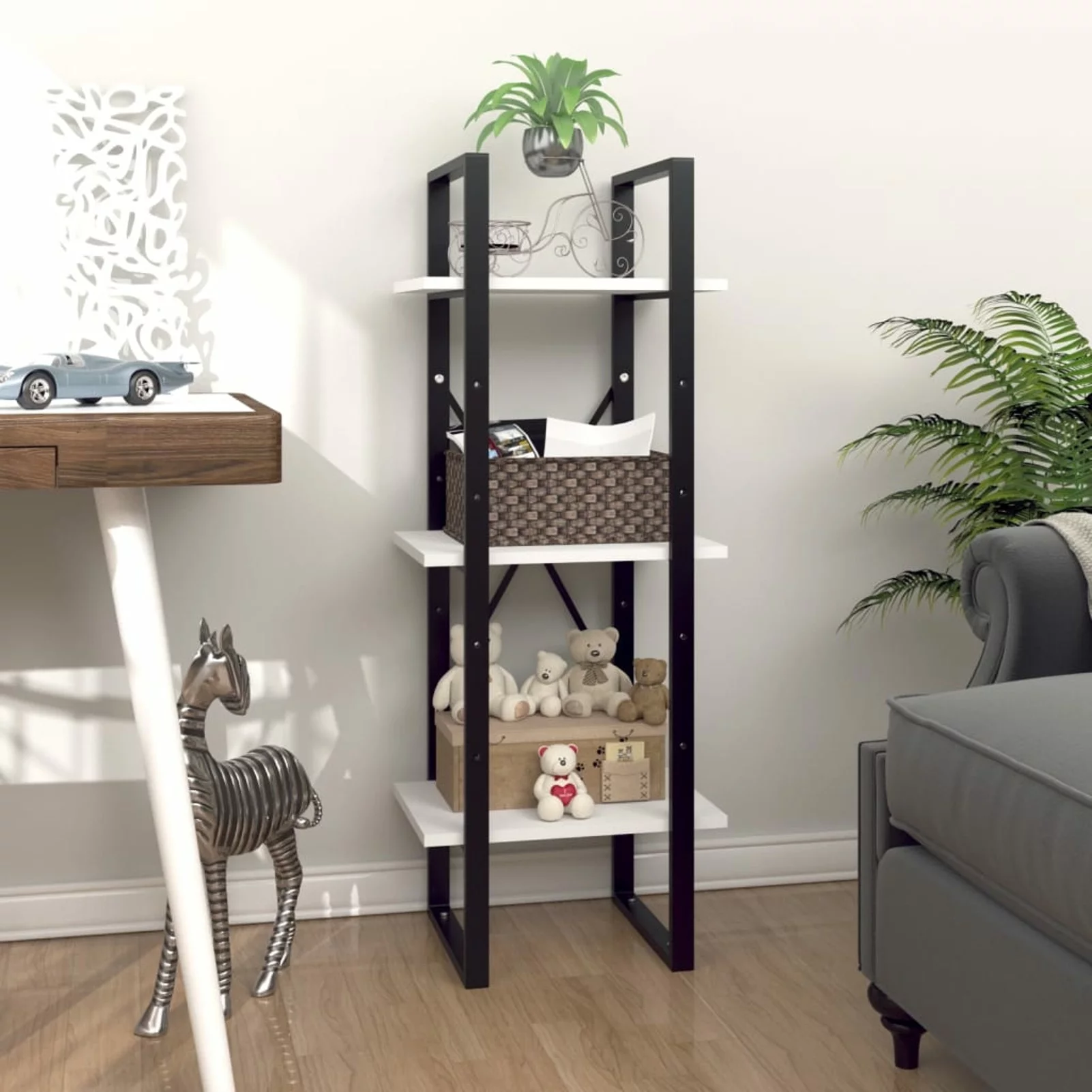 Aibecy 3-Tier Book Cabinet White 15.7