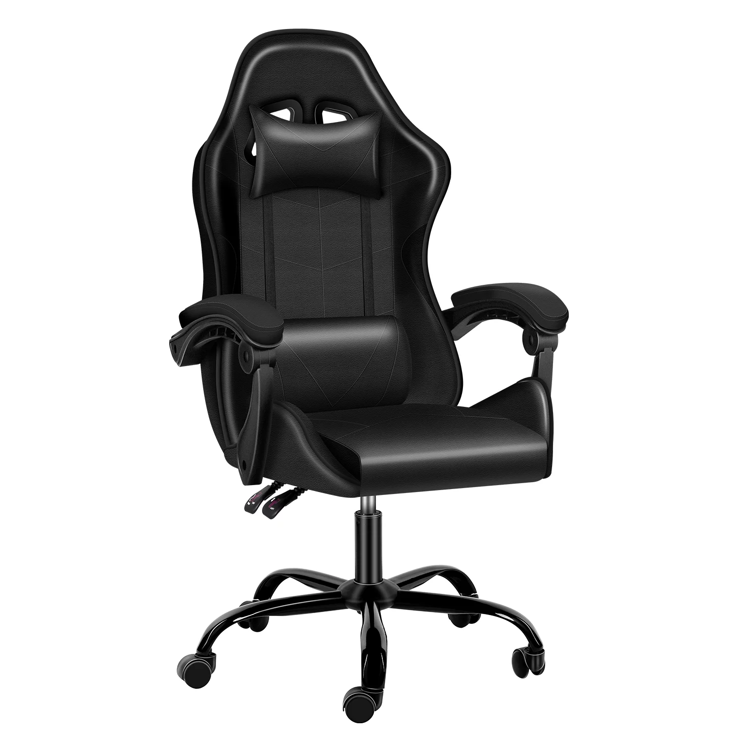 CoSoTower Racing Video Backrest and Seat Height Recliner Gaming Office High Back Computer Ergonomic Adjustable Swivel Chair, Without Footrest, Black