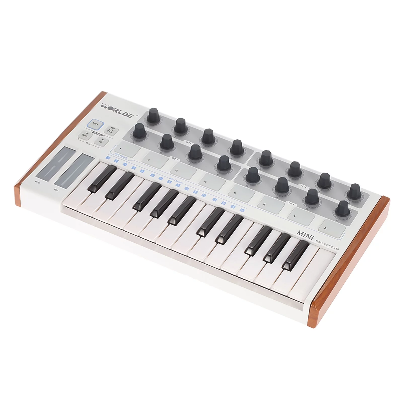 Worlde Ultra-Portable 25-Key USB MIDI Drum Pad and Keyboard Controller by Radirus, Professional Controller for Music Production and Live Performances