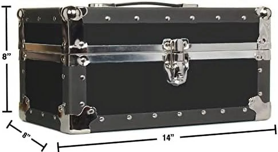 JDZHAPPYLIFE Summer Camp and College Dorm Mini  Trunk Organizer Keepsake Box  Chest Footlocker Size 14"L x 8"H x 8"W Hunter Green