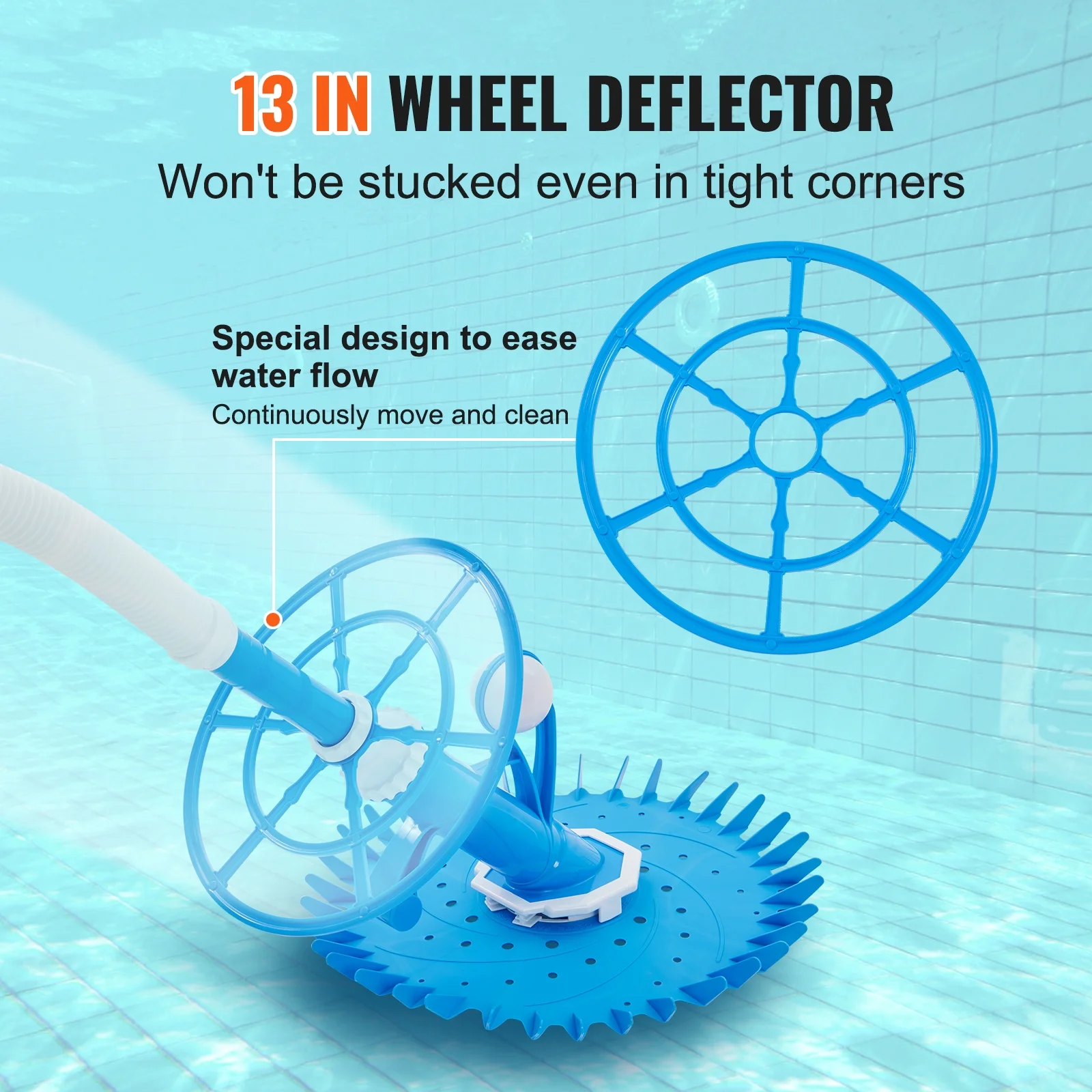 BENTISM Automatic Suction Pool Cleaner Low Noise Pool Vacuum In-Ground Aboveground Complete Hose Set with 12 Hoses Extra Diaphragm