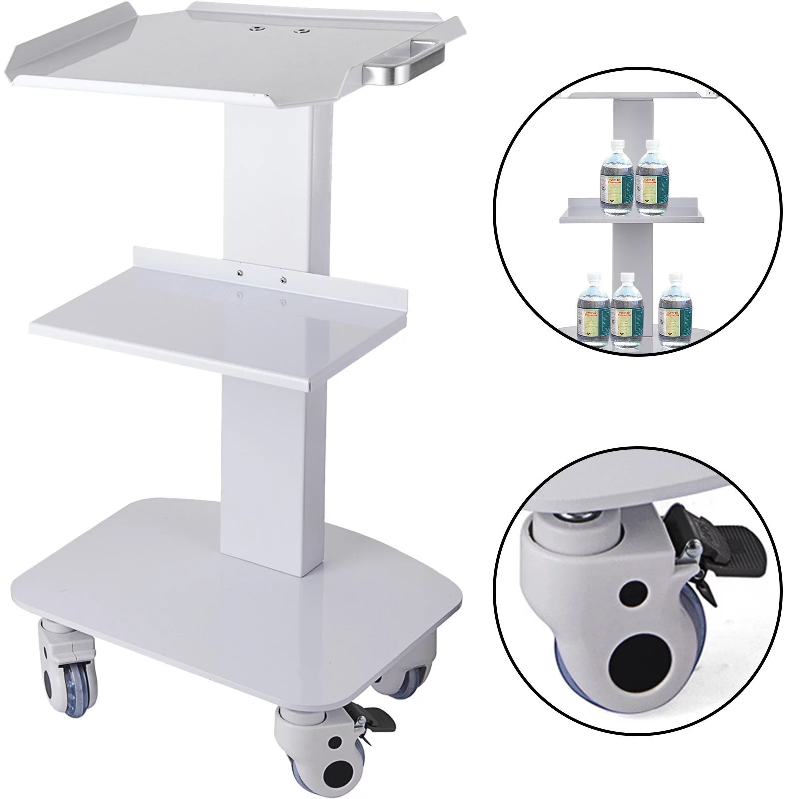 VEVOR 3-Layer Trolley Heavy Duty to Hold Max 33LB Medical Cart with Wheels to Move Everywhere