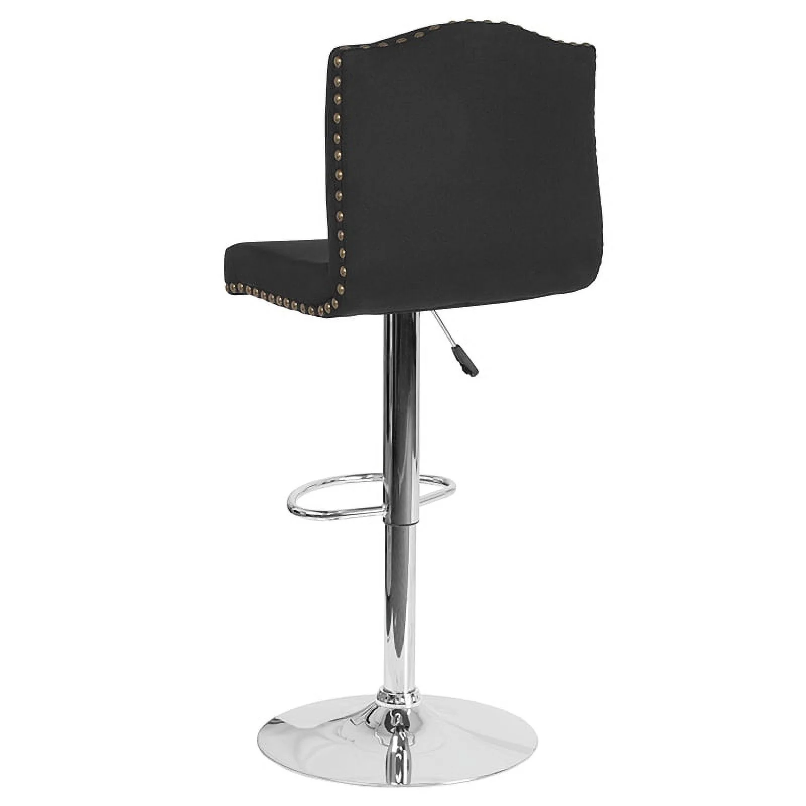 Adjustable Height Crown Back Barstool in Black Fabric