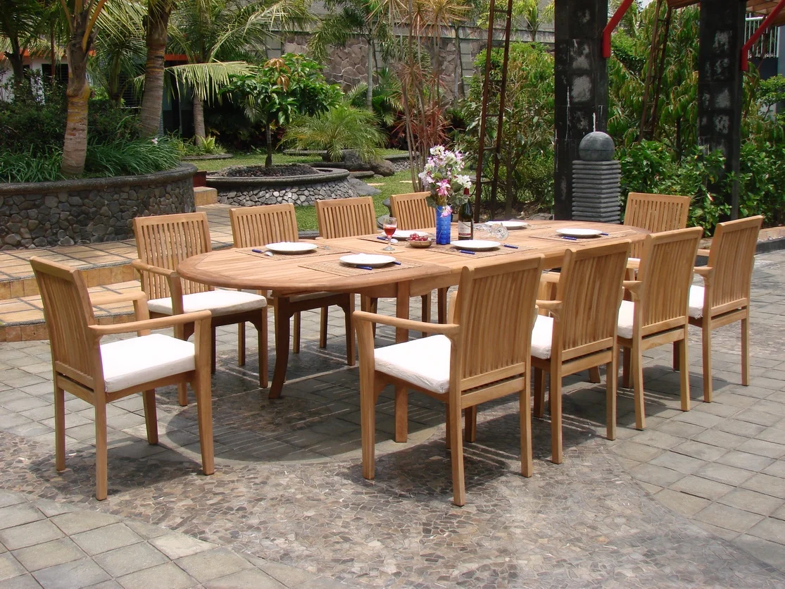 Teak Dining Set:10 Seater 11 Pc - Large 117