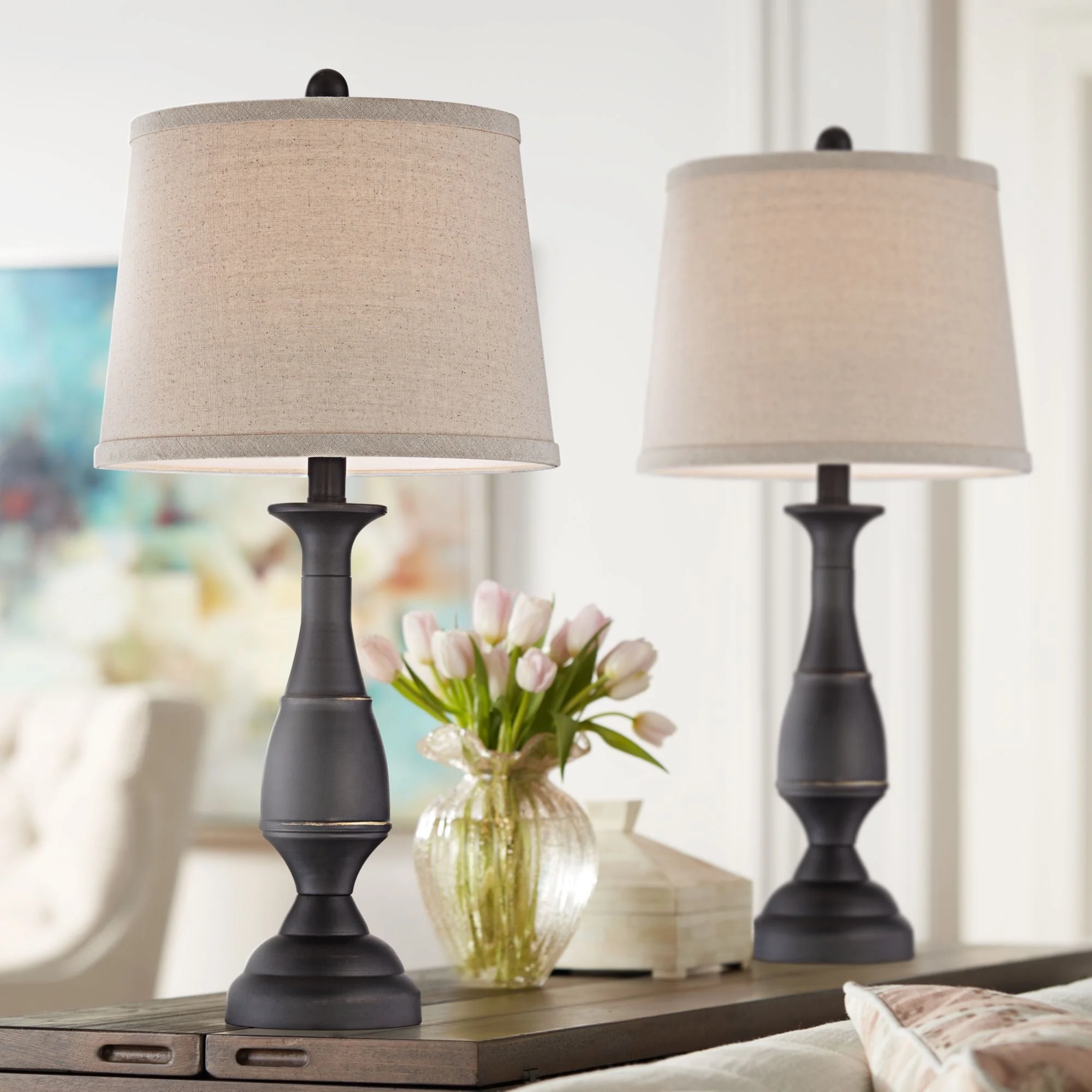 Regency Hill Ben Rustic Farmhouse Table Lamps 25