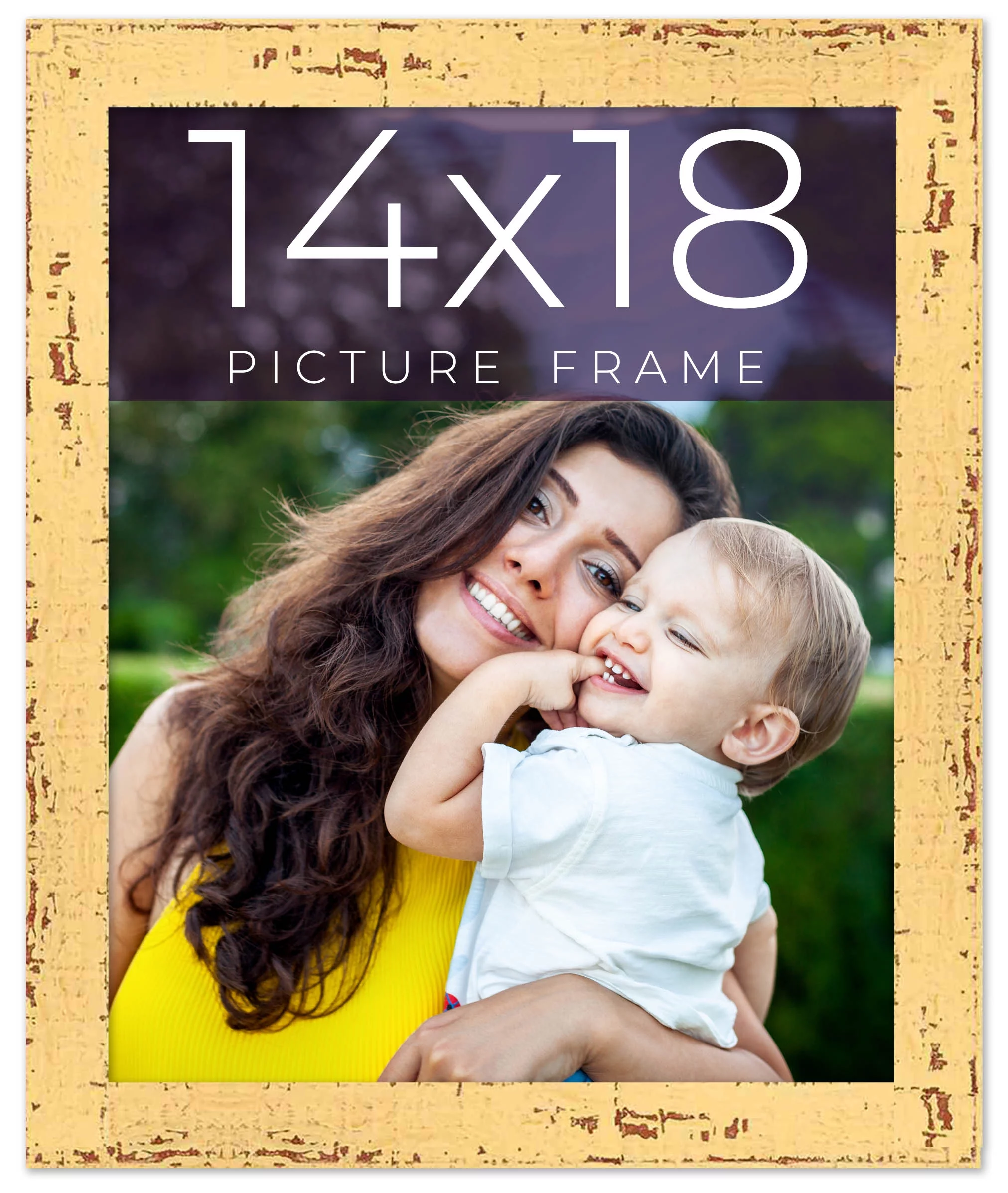 14x18 Frame Yellow Real Wood Picture Frame Width 1.25 inches | Interior Frame Depth 0.5 inches |