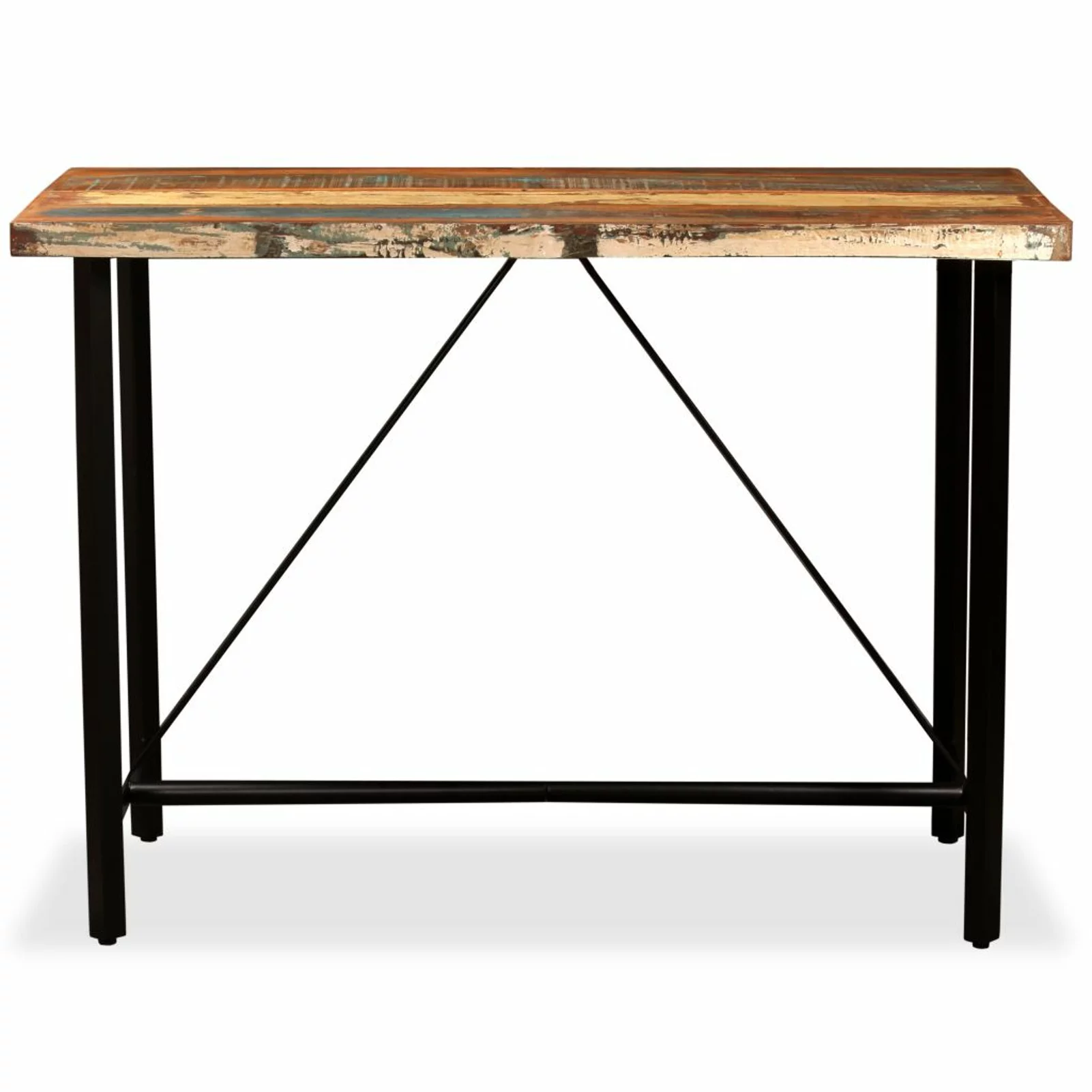 moobody Bar Table Reclaimed Wood Tabletop Bistro Table Counter Height Pub Table Steel Frame for Kitchen, Dining Room, Cafe, Home Furniture 47.2 x 27.6 x 42.1 Inches (L x W x H)