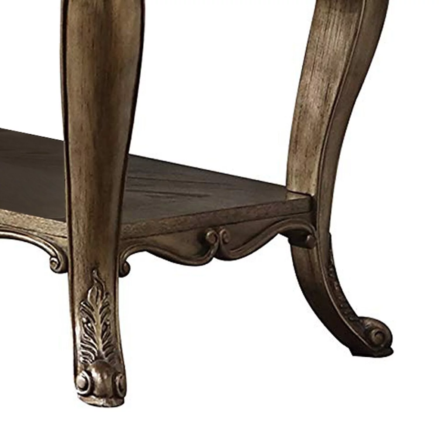 Benzara Wooden Sofa Table With Two Drawers And Bottom Shelf, Vintage Oak Brown