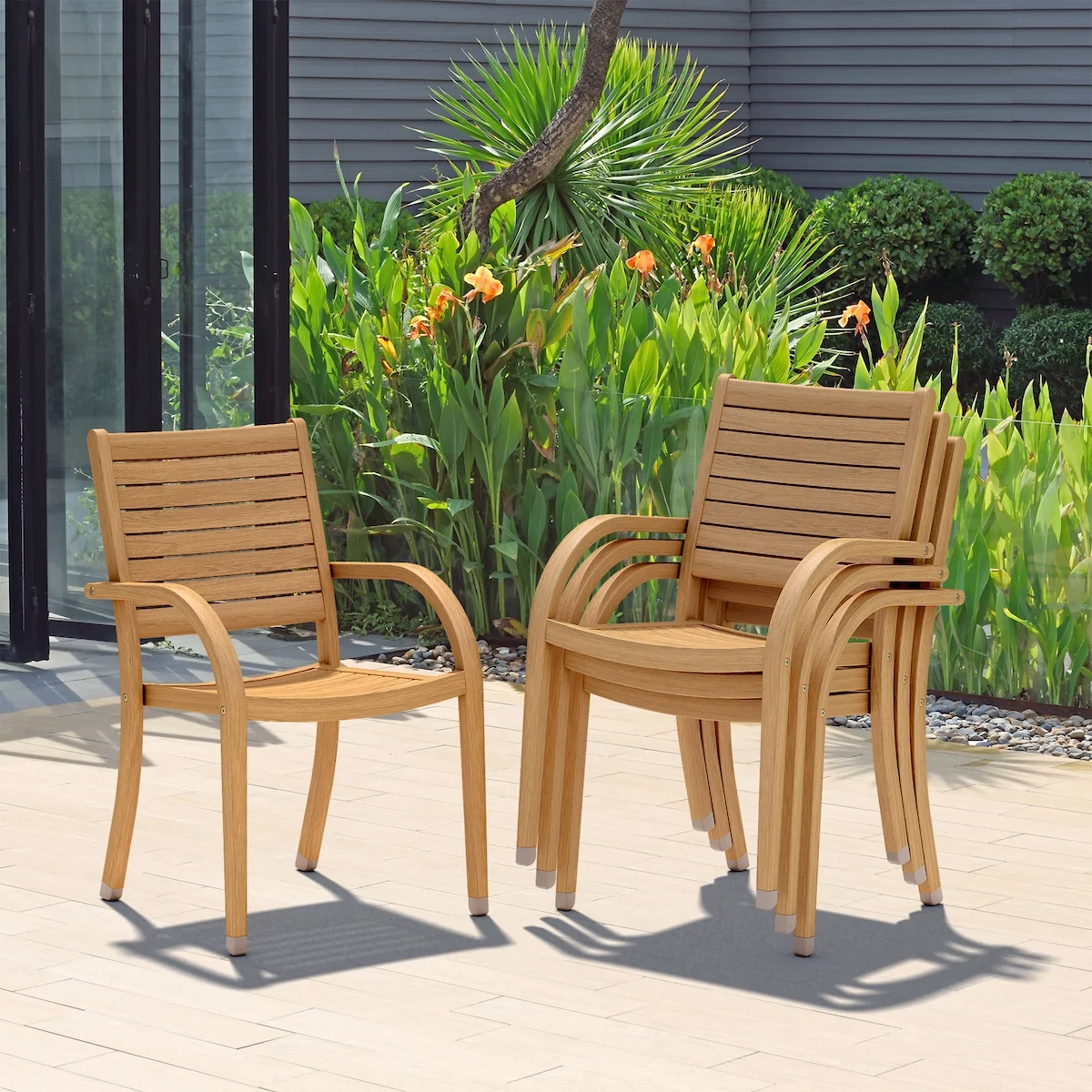 Amazonia Angatu 5-Piece 100% FSC Teak Wood Round Patio Dining Set