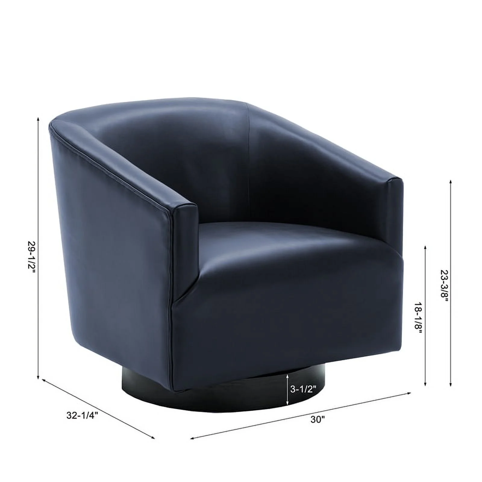 Home Square Faux Leather Swivel Accent Chair in Midnight Blue - Set of 2