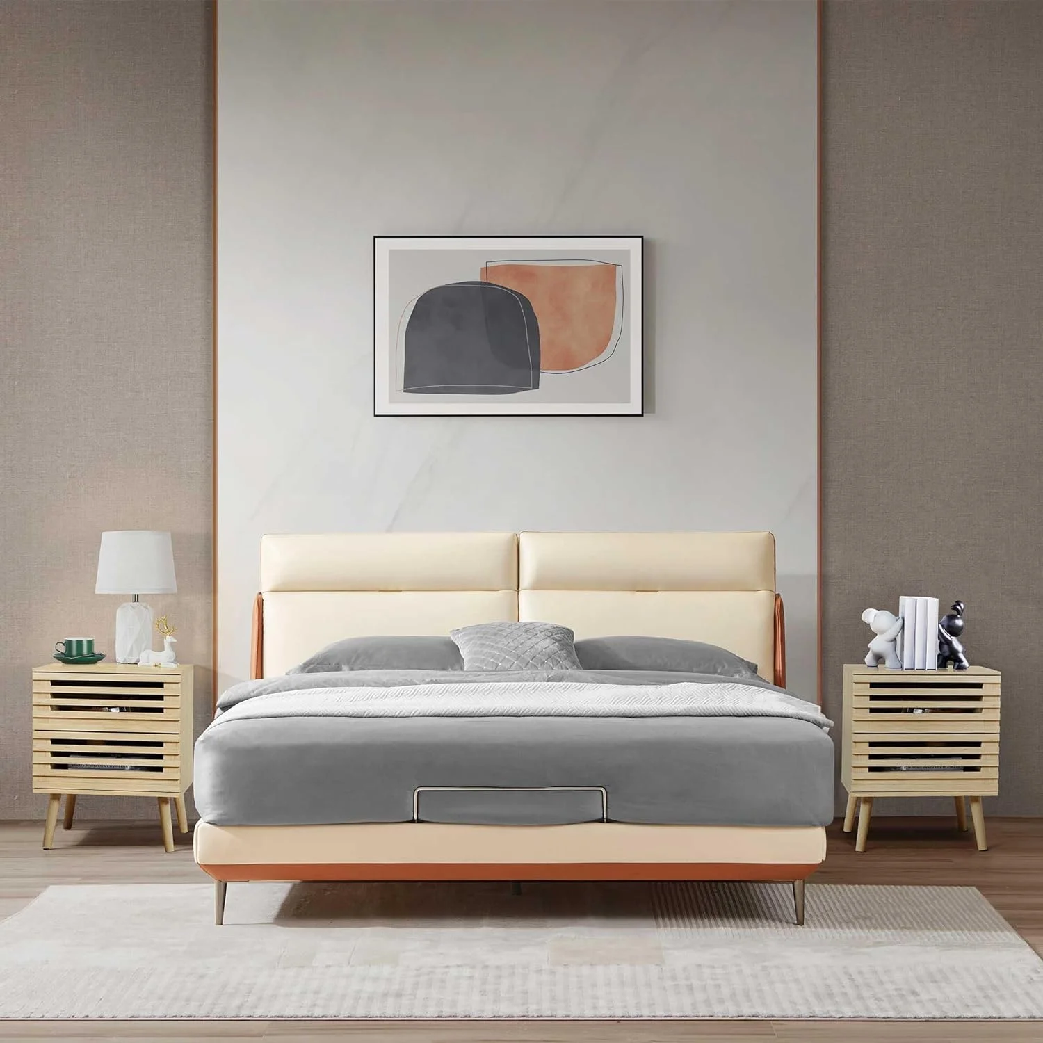 Nightstand Set of 2, End Side Table Modern Farmhouse Nightstand Modern Wood Accent Side Table Night Stands, Nightstand with Storage Drawer for Bedroom Living Room Natural 2-Pack