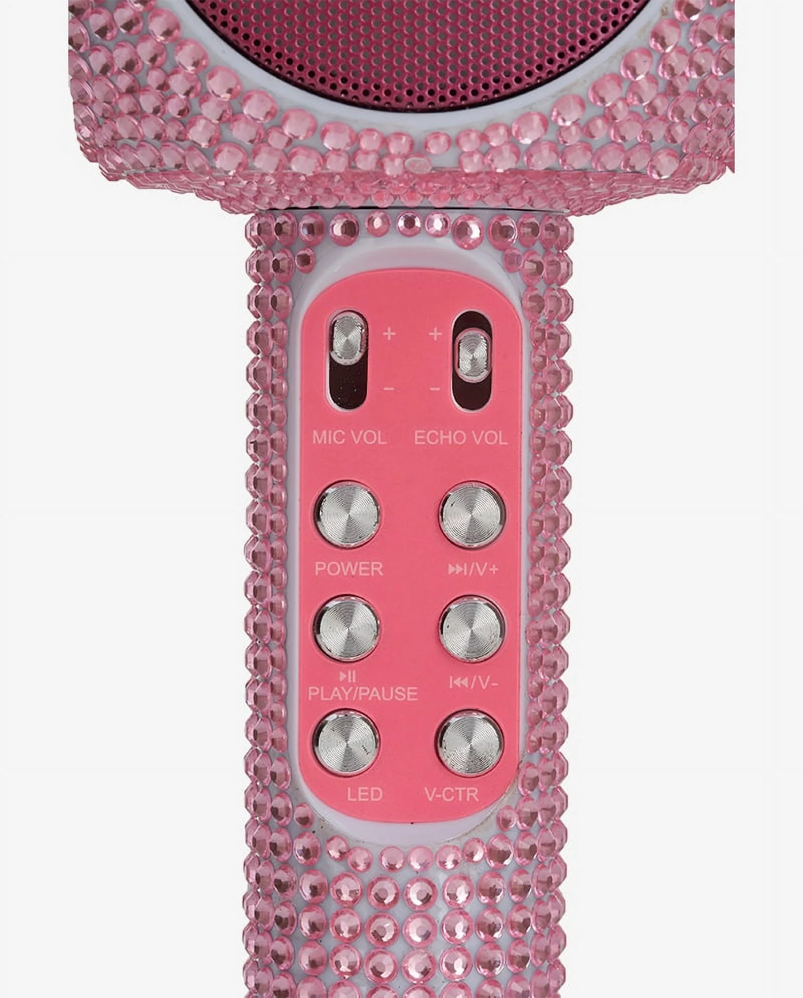 Singalong Bling Microphone - Wireless Karaoke Microphone with Bluetooth for Kids and Adults - Portable Microphone for Home Karaoke - Sing-Along Mic with Stereo Audio - LED Dancing Lights - Pink Bling