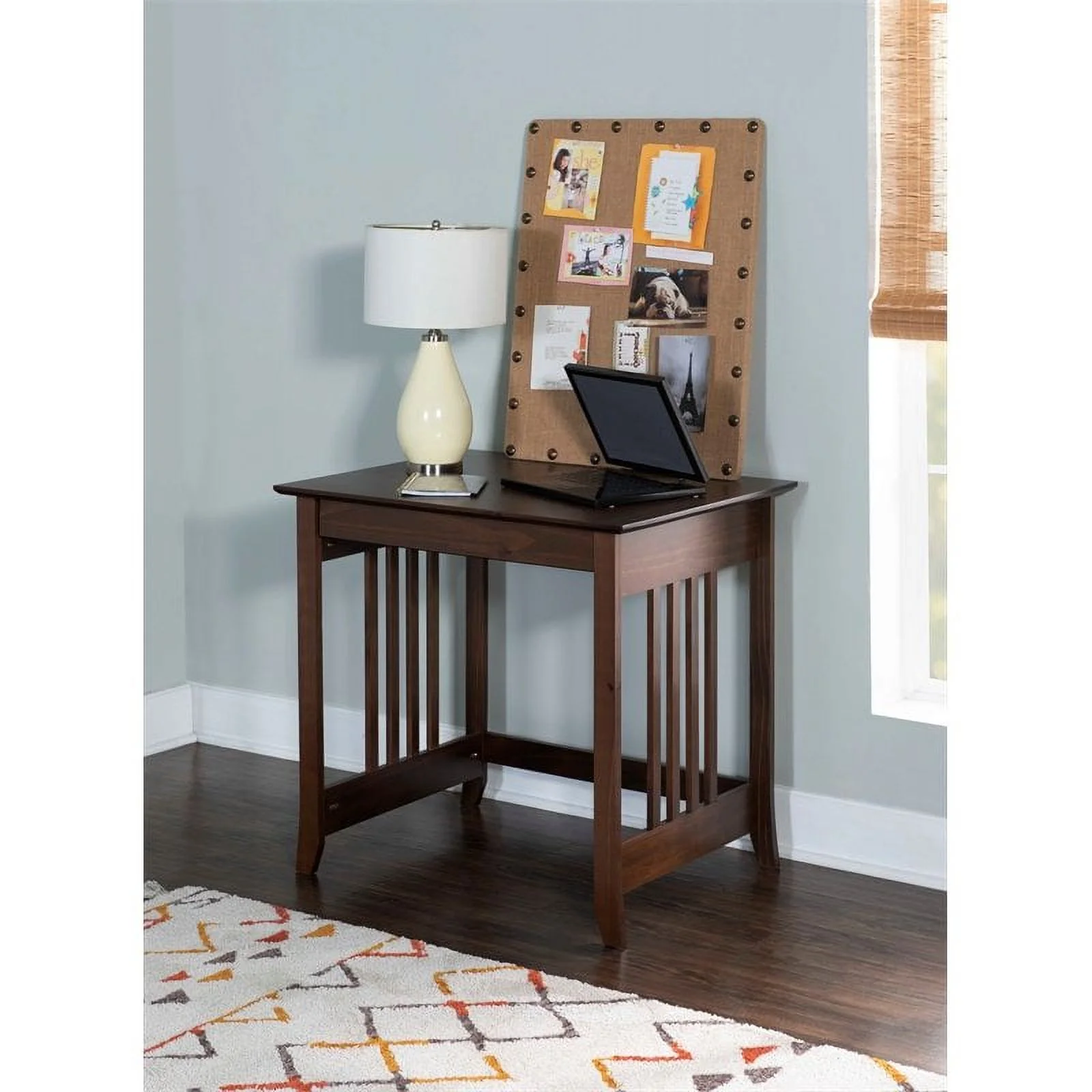 Linon Eli Wood One Drawer Laptop Desk in Brown