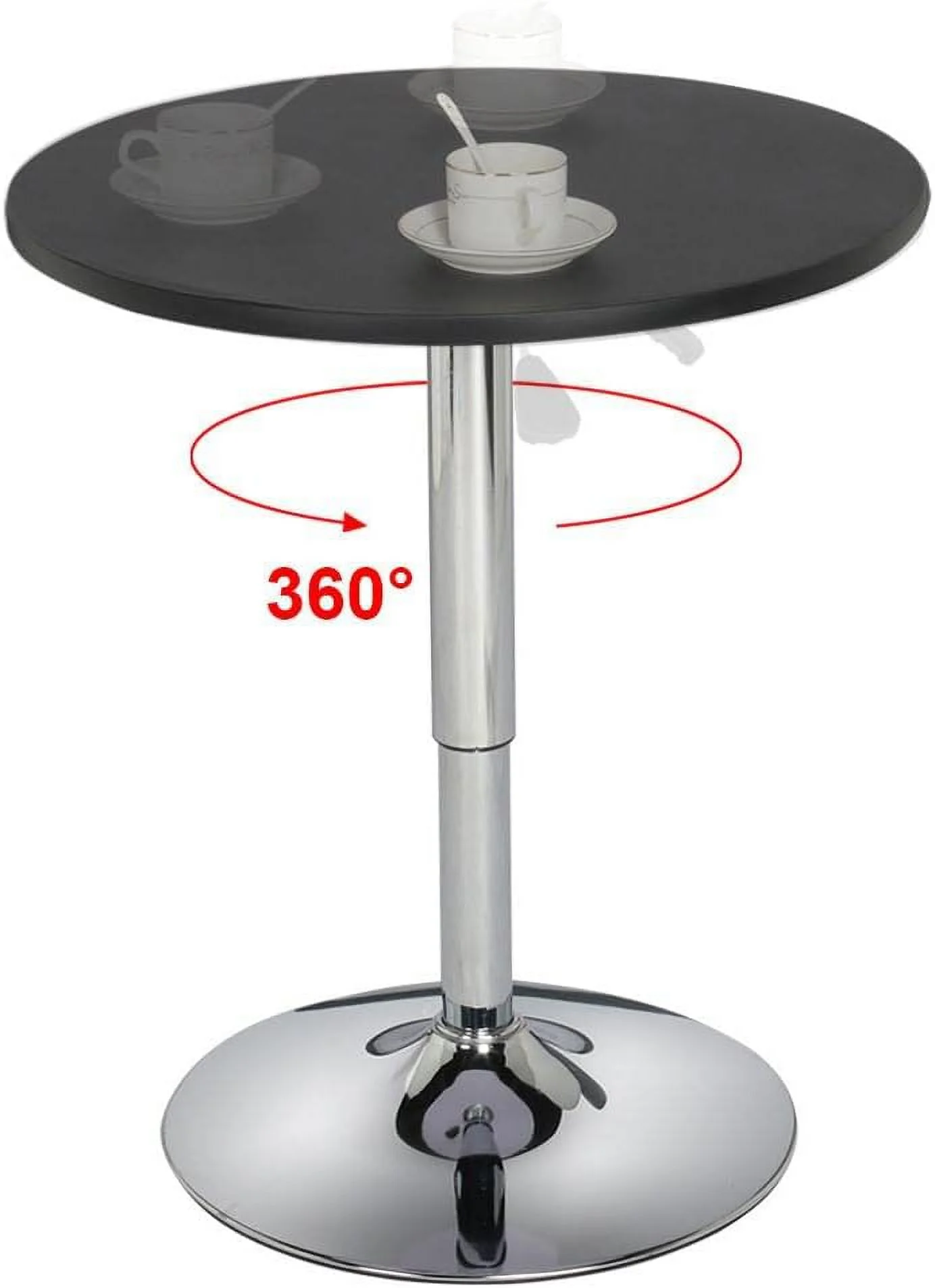 Adjustable Round Pub Table Counter Bar Height MDF Top Table 360° Swivel Bar Tables Tall Cocktail Tables Bistro Table