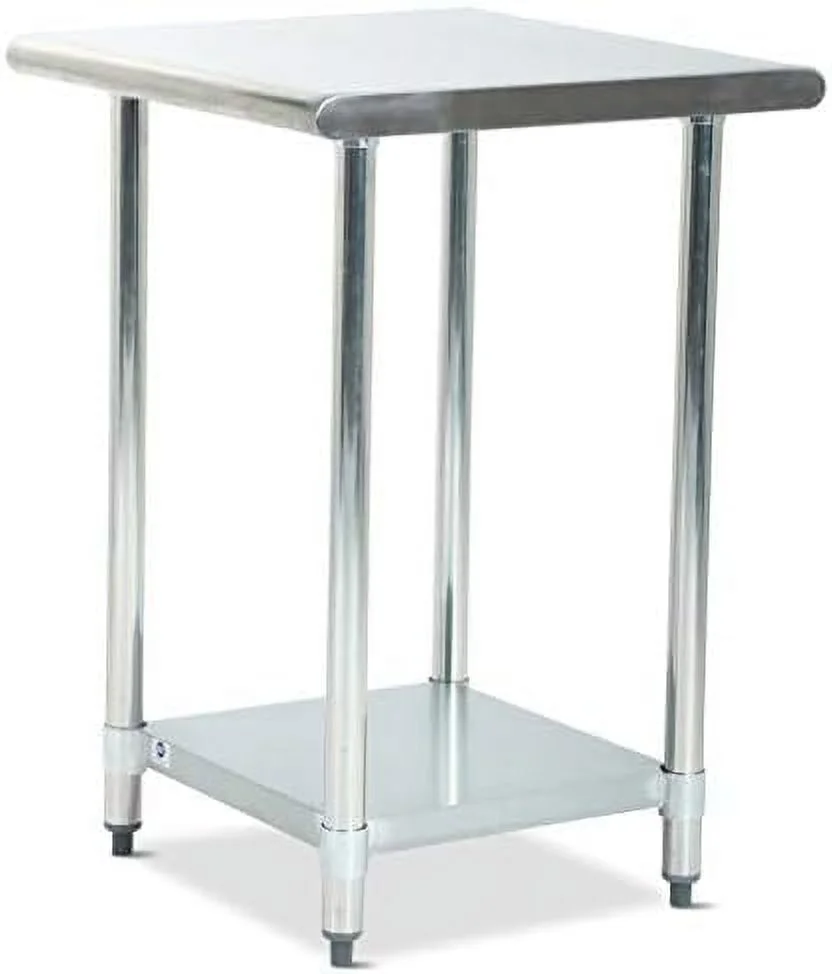 TJCGDTY Kitchen Work Table Stainless Steel NSF Commercial Worktable with Adjustable   24 X 48 Inches  Scratch Resistant Heavy Duty Metal Food Prep Table for Garage Restaurant Kitchen Silv