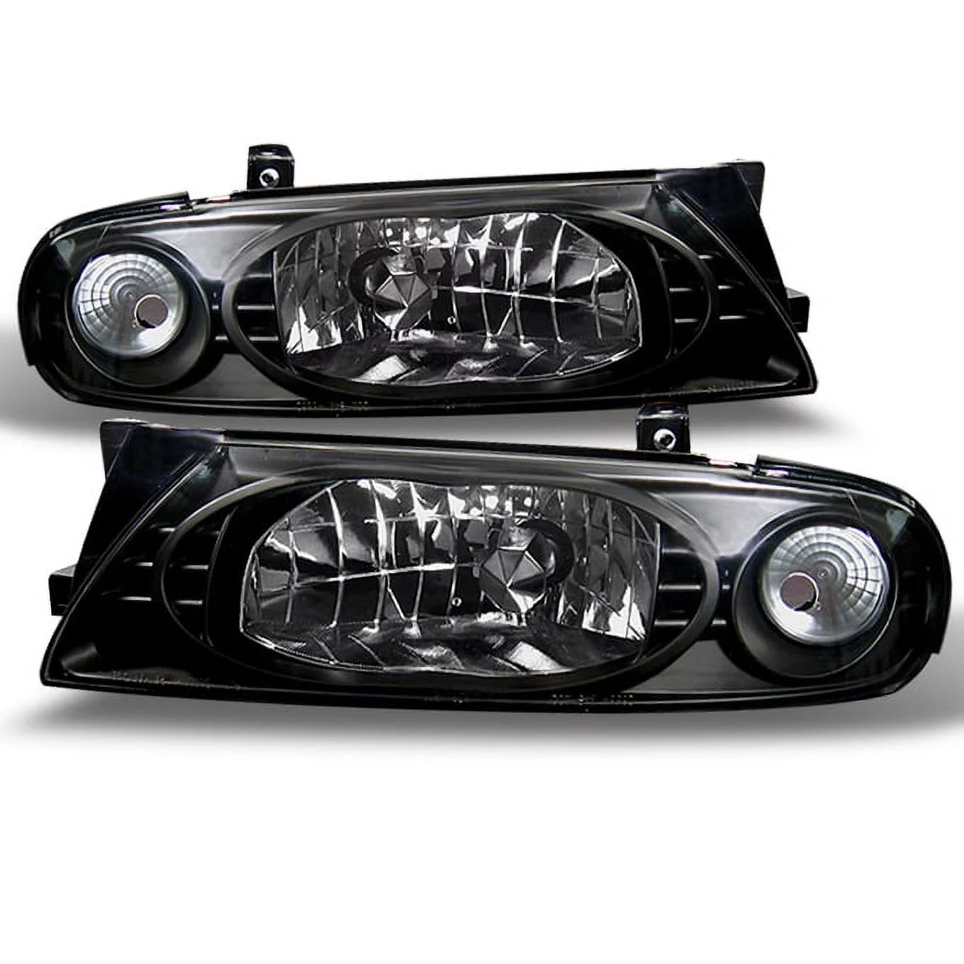 AKKON - For 1993-1997 Nissan Altima GLE Gxe Se Xe JDM Black Crystal Headlights Front Lamps Pair Set