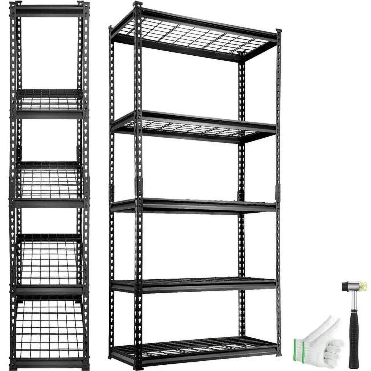 Vevor  36 x 16 x 72 in. Storage Shelving Unit, 5-Tier Adjustable, 2000 lbs Capacity - Black for Kitchen Pantry Basement Bathroom Laundry Closet