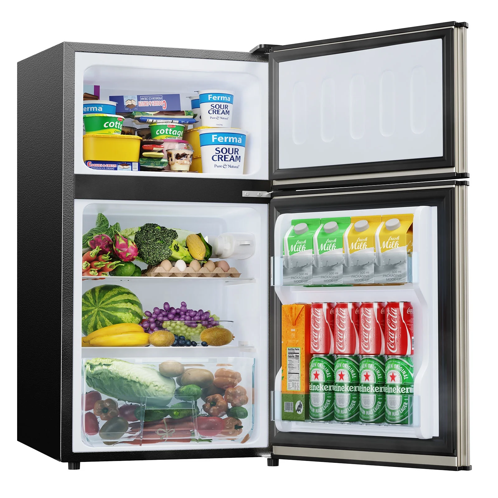 Bodare 3.2 Cubic Feet Freestanding Mini Fridge with Freezer