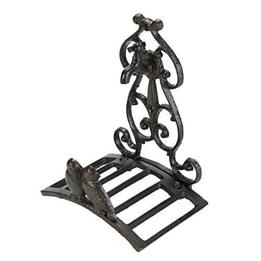 Sungmor Heavy Duty Cast Iron Garden Hose Holder - Small Water Hose Hanger Wall Mounted - Decorative Indoor Outdoor Hose Rack - 50FT 75FT 100FT Water Hose Butler Storage - Lovely Bird Tap Hose Stand