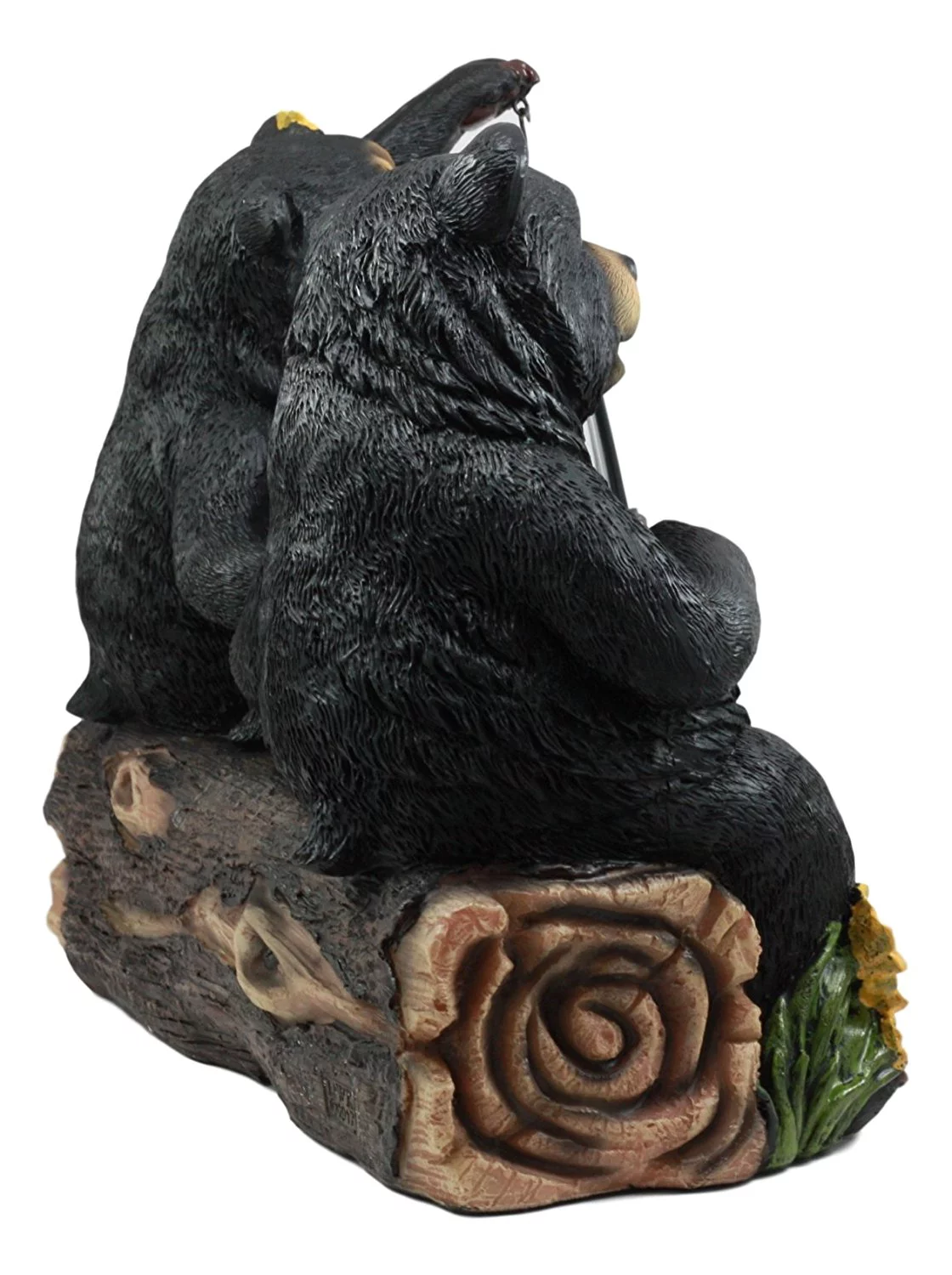 Ebros Beacon Of Happiness Rustic Black Bear Family Welcome Sign Statue With Solar LED Light Lantern