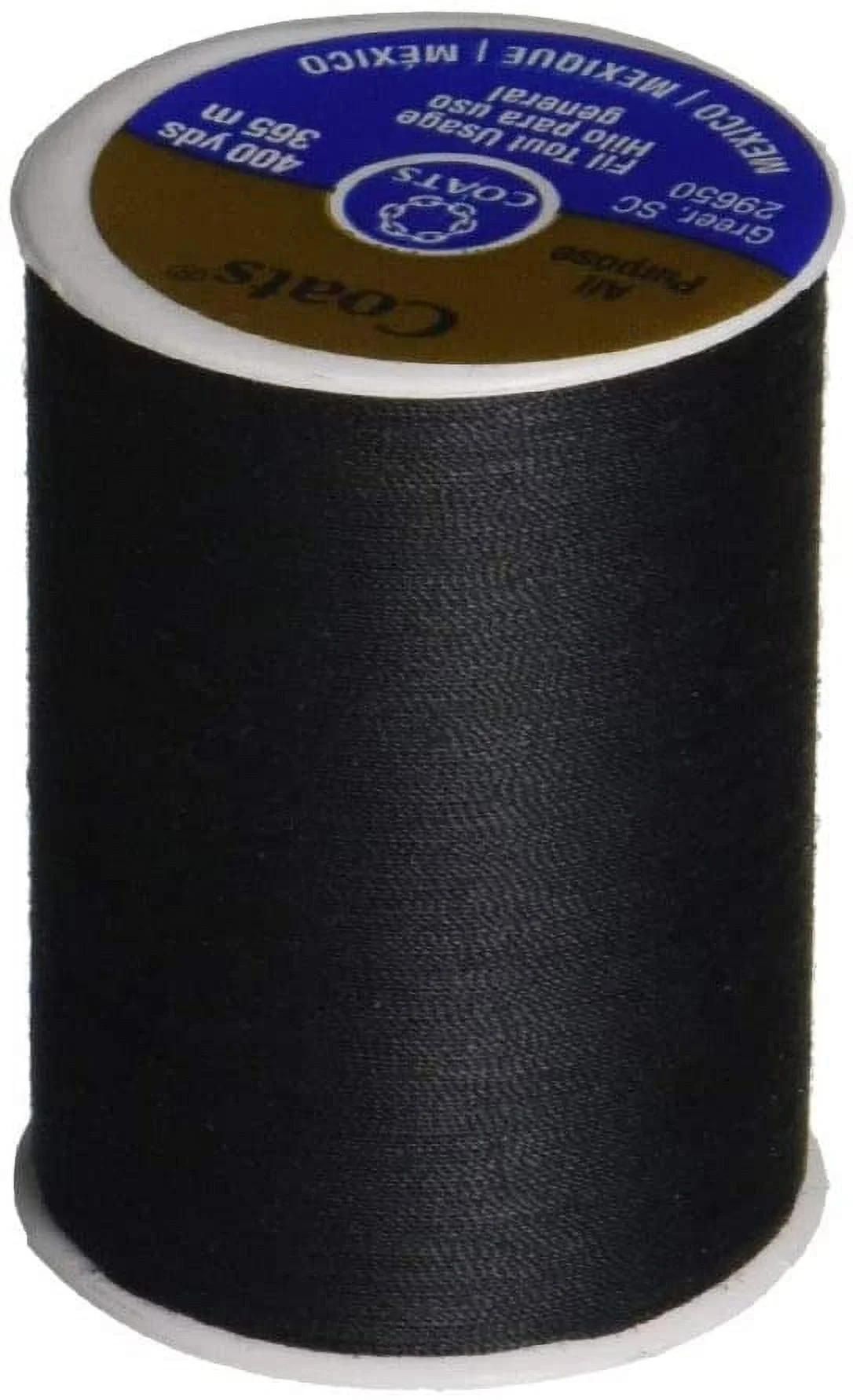 Coats & Clark Dual Duty All-Purpose Thread. 400 Yards/1 Spool of Yarn. Black