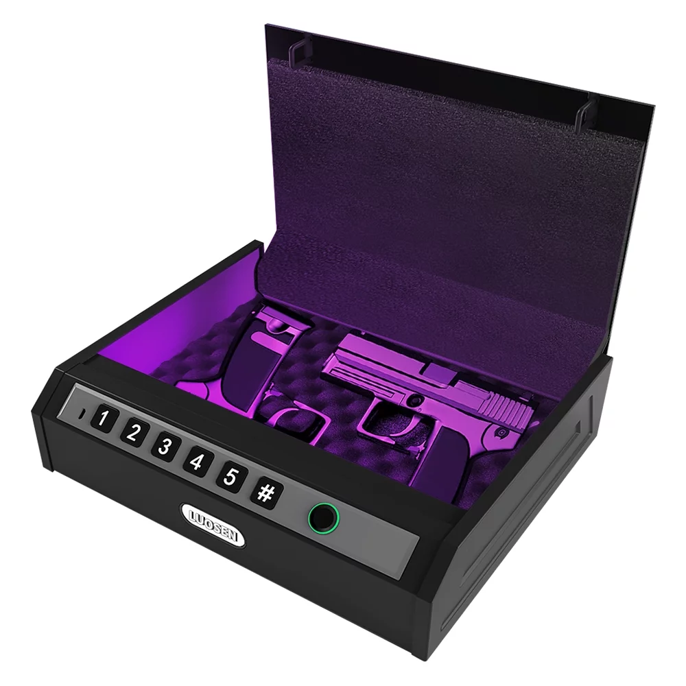 Gun Safe,Biometric Gun Safe for Pistols 3-Ways Unlock Safe | Fingerprint | Digital PIN | Key Unlock Handgun Safe for Cloakroom Living Room Bedroom Nightstand and Car,by Lezzyruck