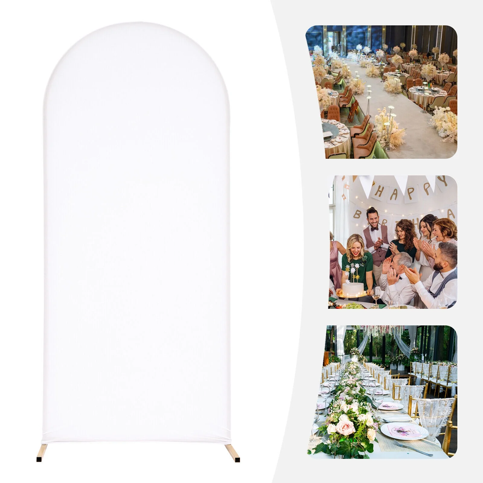 Wedding Arch Backdrop Stand 6ft Gold White Metal Arch Backdrop Stand 180*80 cm