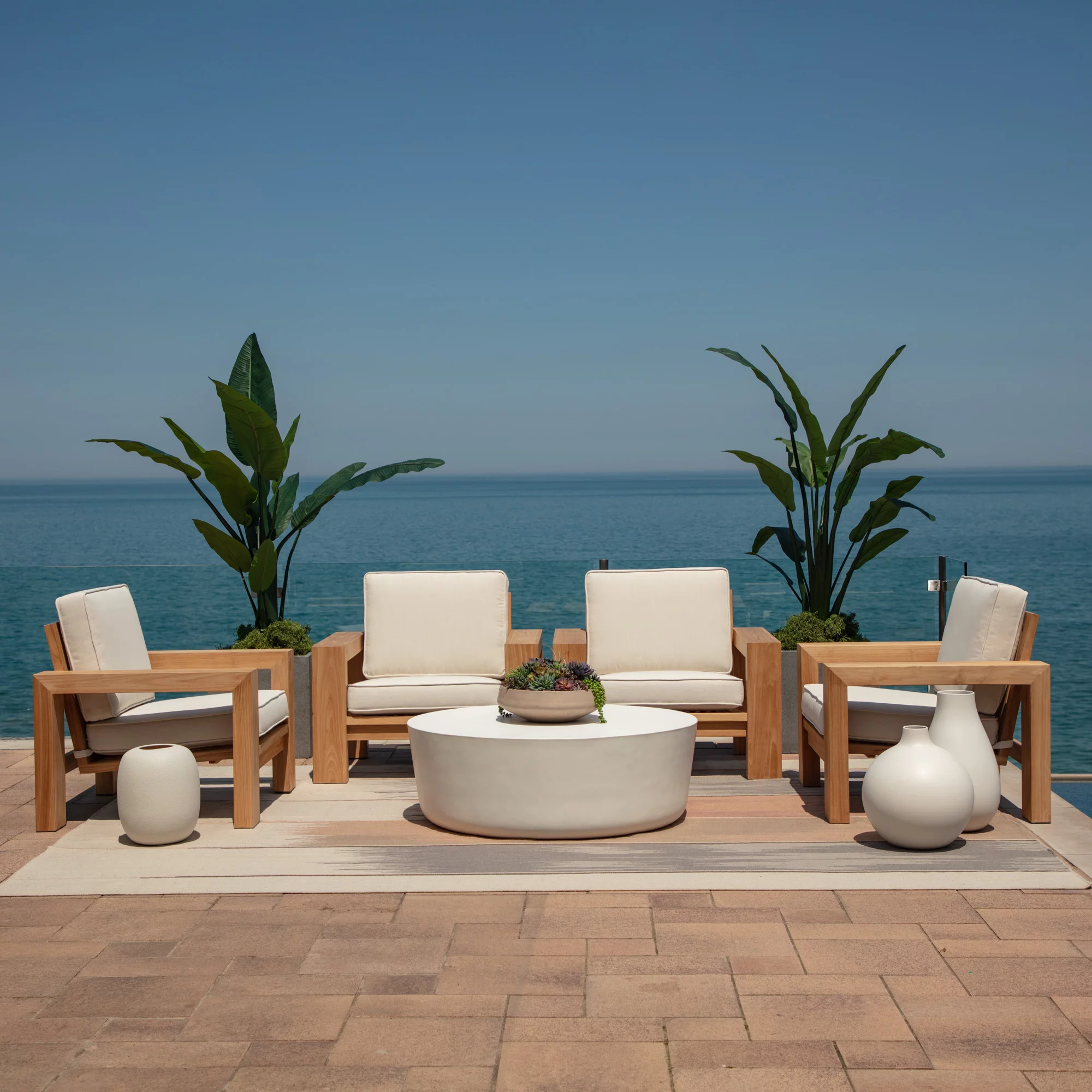 Arden Selections Oasis 26 x 24 in. Firm Deep Seat Cushion Set - Cream