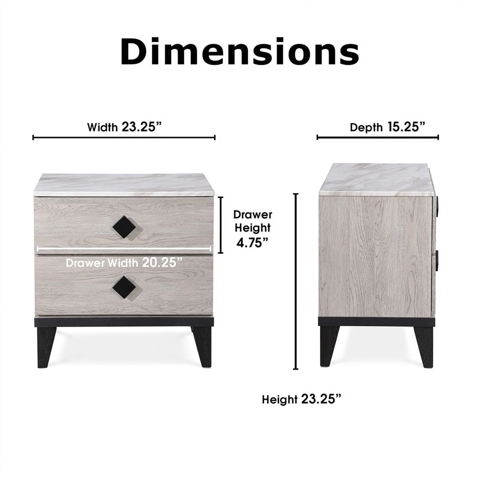 Home Square 2 Drawer Wood Nightstand in Beige Finish - Set of 2