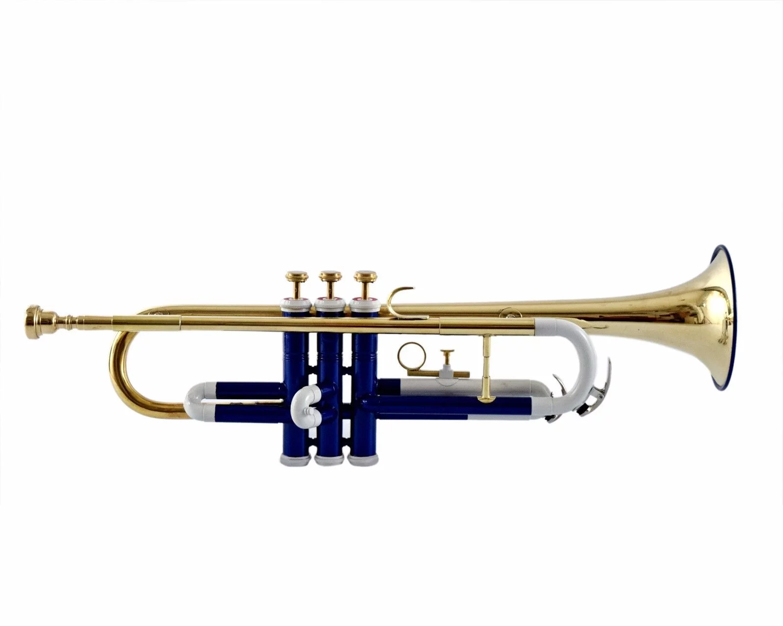Trumpet White Blue Brass Finish Bb Pitch With Hard Case Bag And Mouthpiece