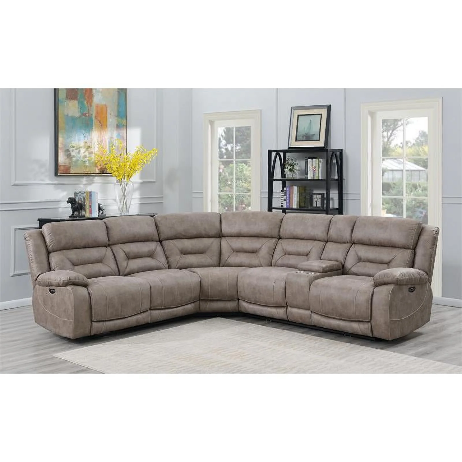 Bowery Hill Contemporary Desert Sand 3-Piece Reclining Sectional