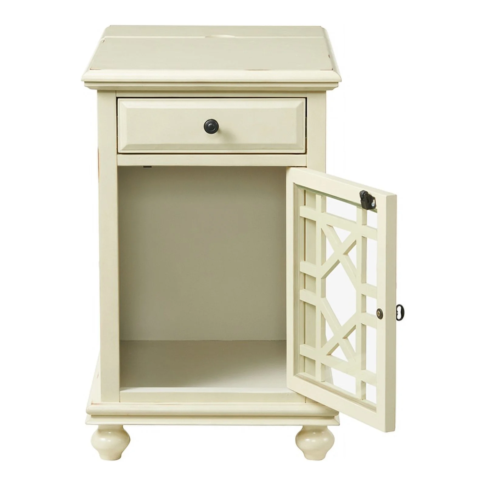 Home Square 2-Piece Set with Elegant Chairside Table & Jules TV Stand in White