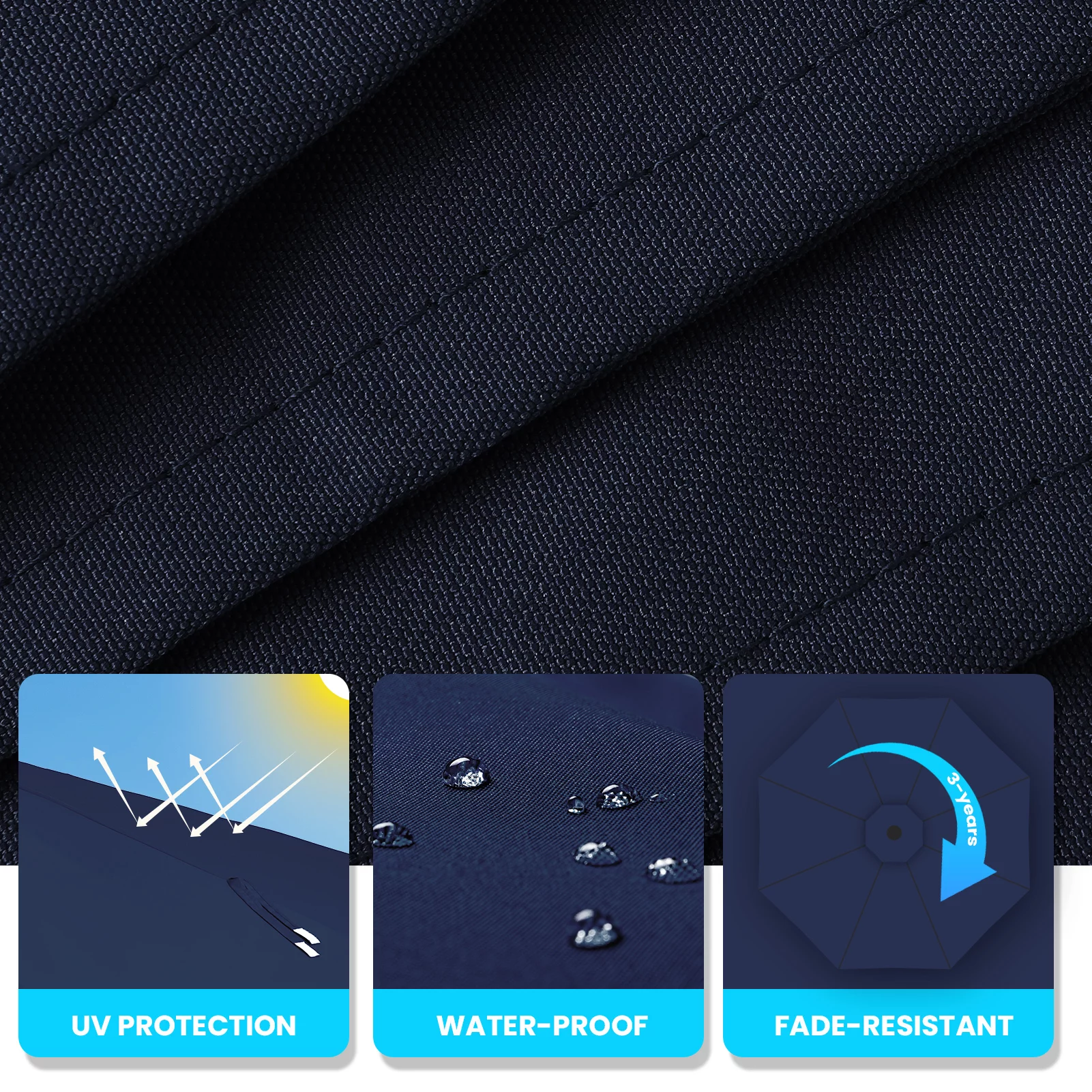 Wulful 10 ft Hanging Offset Cantilever Umbrella with Weighted Base Included, Navy Blue